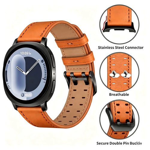 Bracelet cuir à double épingle Samsung Galaxy Watch 9 - 40mm (orange)