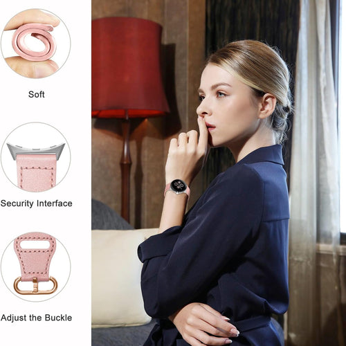 Bracelet cuir à maillons Google Pixel Watch 4 - 41mm (rose)