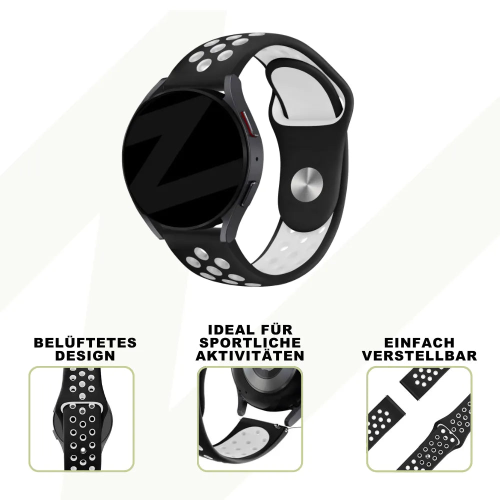 Silicone Sport Strap 'Deluxe', black/white, promotional banner