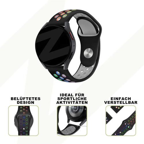 Silicone Sport Strap 'Deluxe', black/colourful, promotional banner
