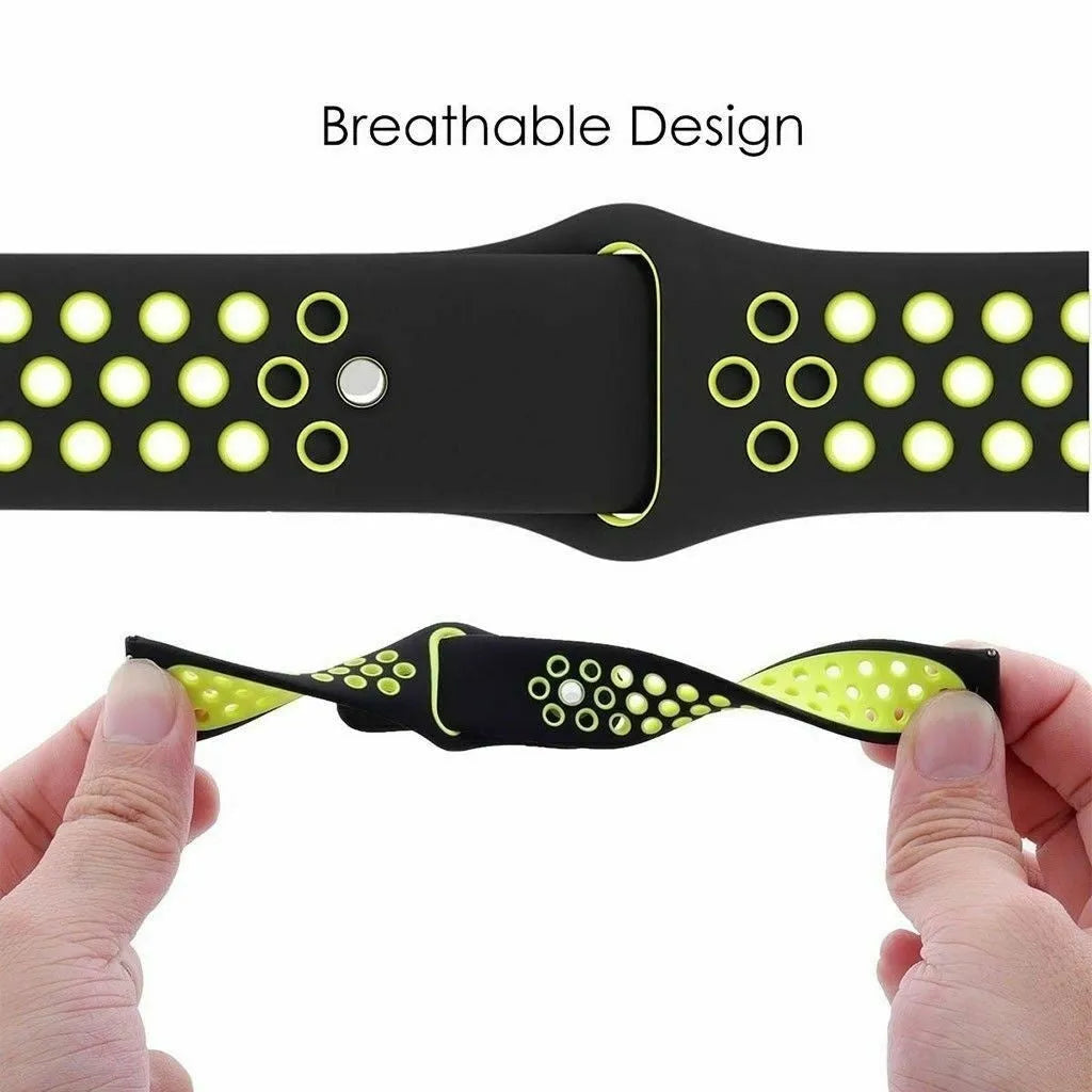 Silicone Sport Strap, black/yellow, infographic (USP banner)
