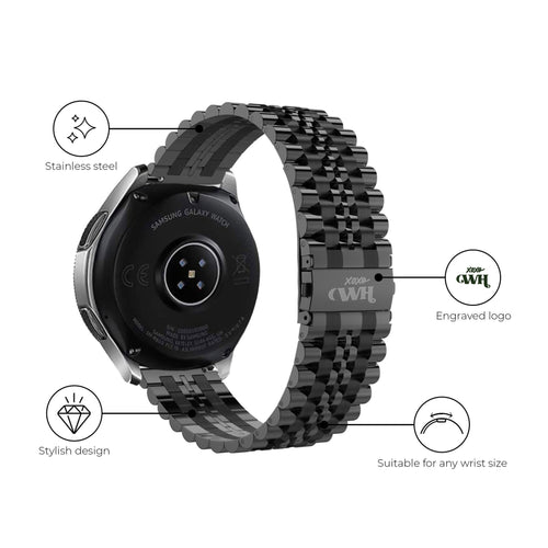xoxo Wildhearts Samsung Galaxy Watch Active Steel Strap (Black)