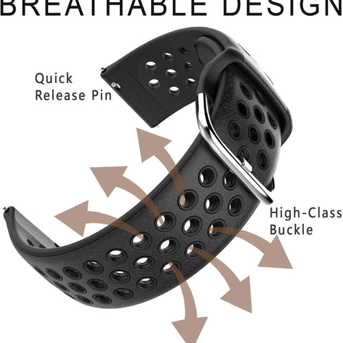 Breathable Silicone Strap, black, infographic (USP banner)