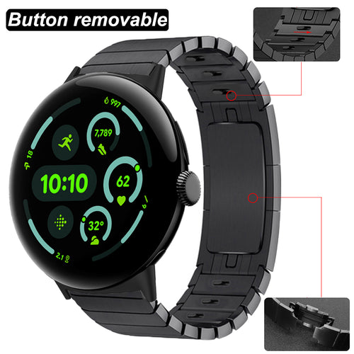 Bracelet acier à maillons 'Premium' Google Pixel Watch 4 - 45mm (noir)