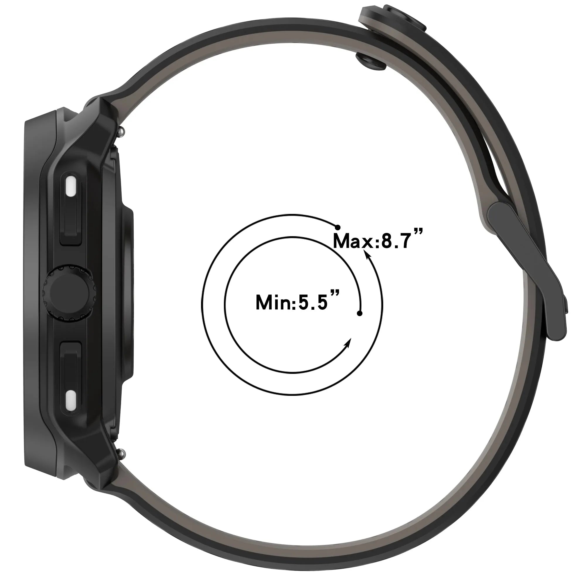 Bracelet silicone à rayures Gard Pro Health Smartwatch 2 (noir)