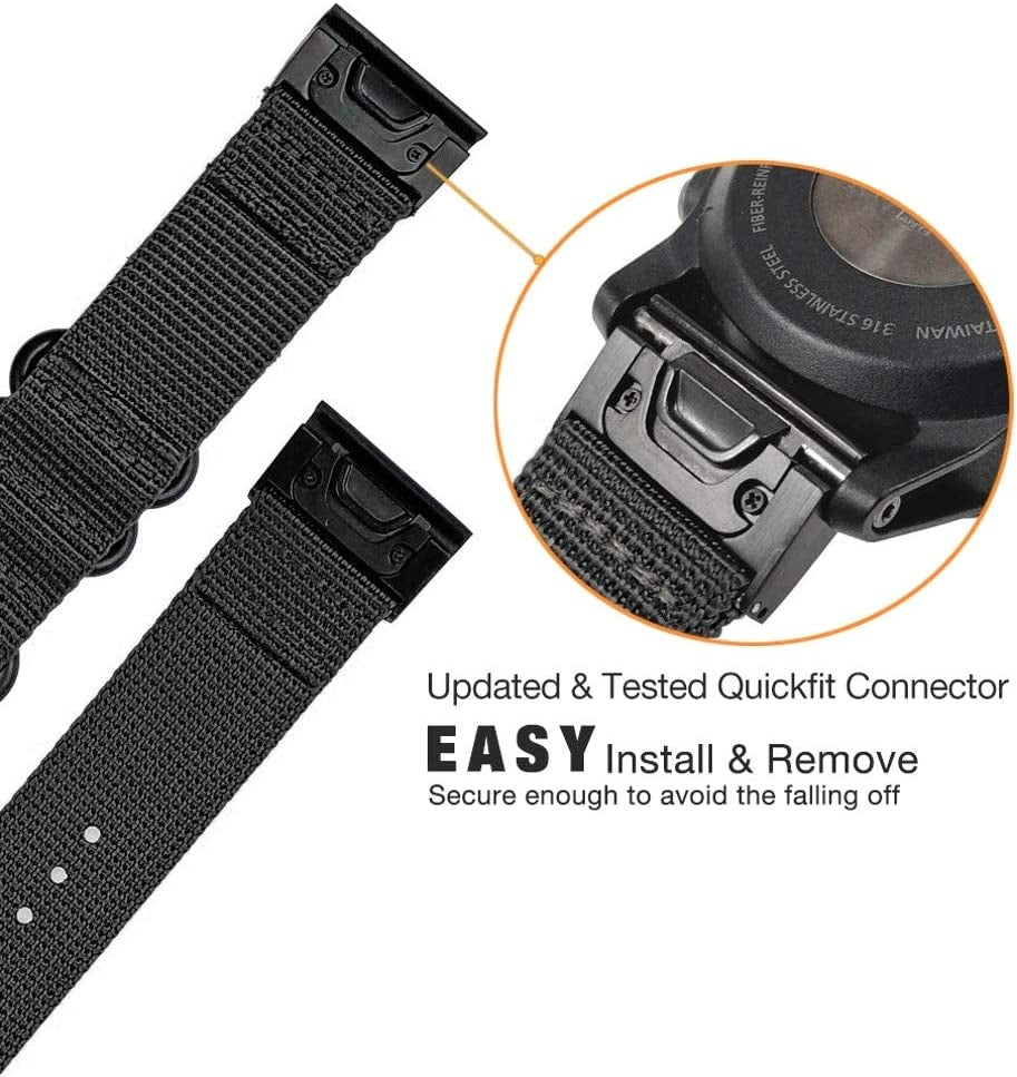 Bracelet nylon avec boucle Garmin Fenix 5s/6s (noir)