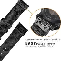 Bracelet nylon á boucle Garmin Instinct 3 - 45mm (noir)