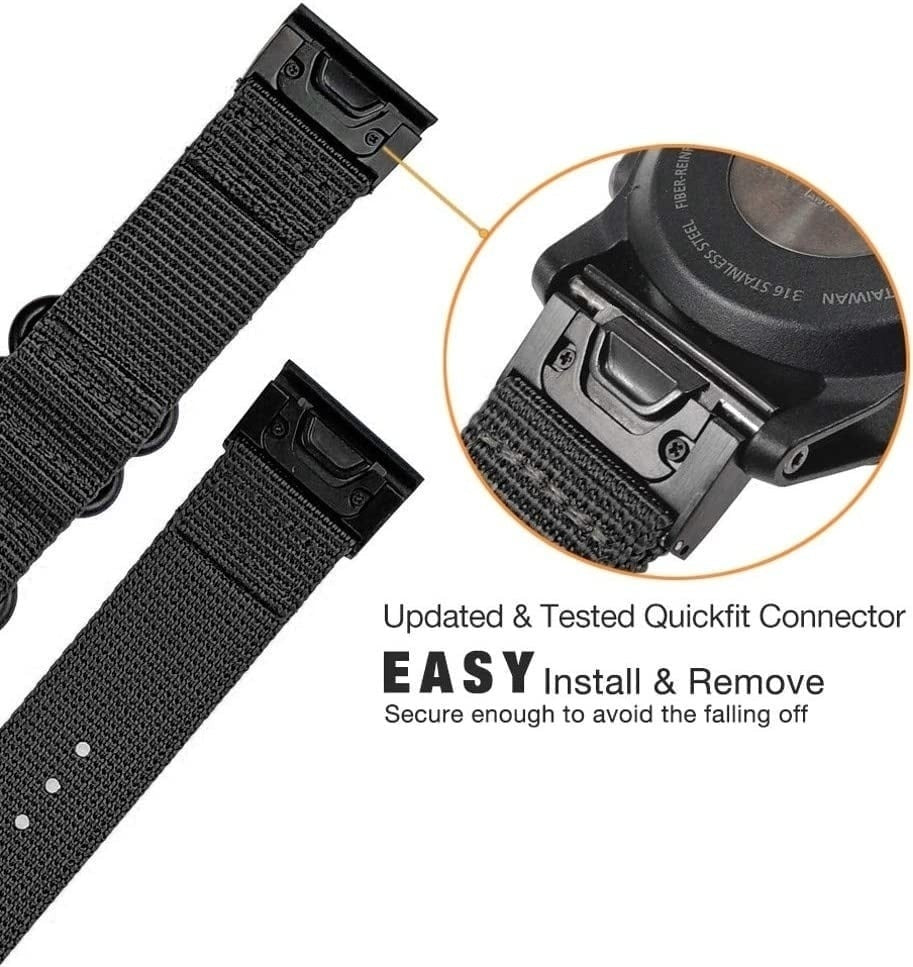 Bracelet nylon boucle Garmin Tactix 8 - 47mm (noir)