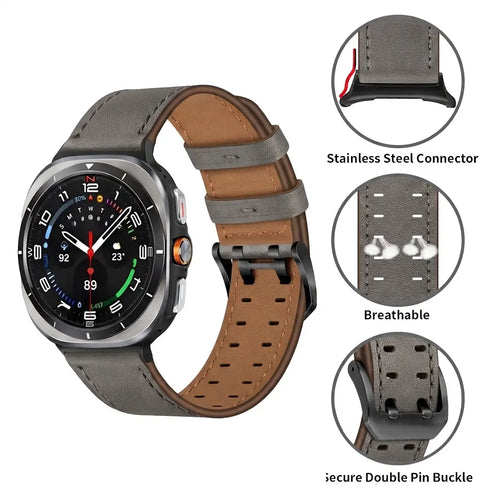 Bracelet cuir à double épingle Samsung Galaxy Watch Ultra 2 (gris)