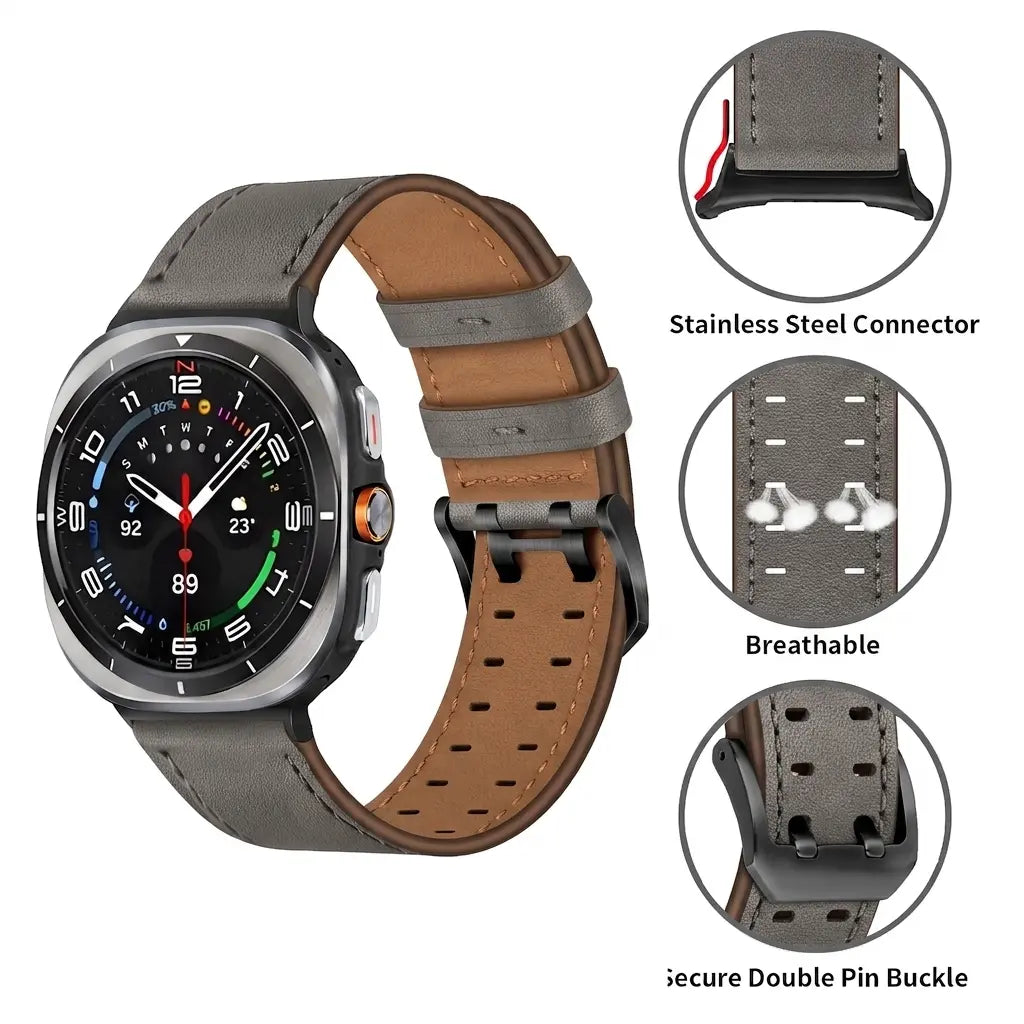 Bracelet cuir à double épingle Samsung Galaxy Watch Ultra 2 (gris)