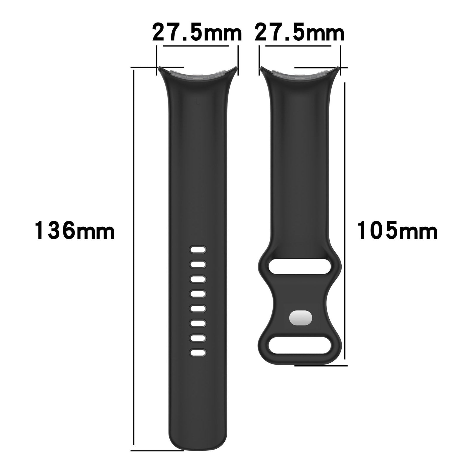 Bracelet silicone classique Google Pixel Watch 4 - 45mm (noir)