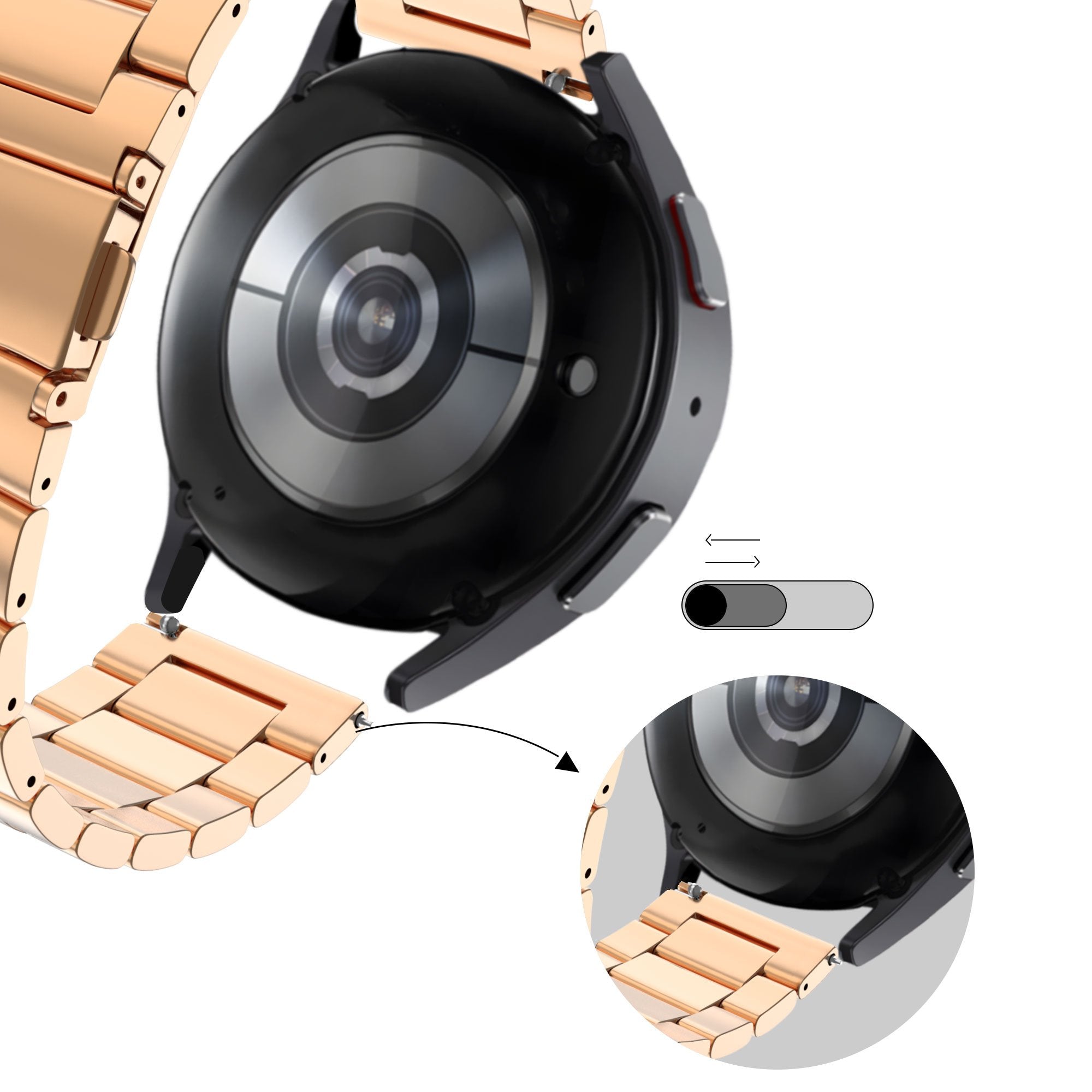Bandz Bracelet acier 'Classic' Garmin Approach S12 (rose or)