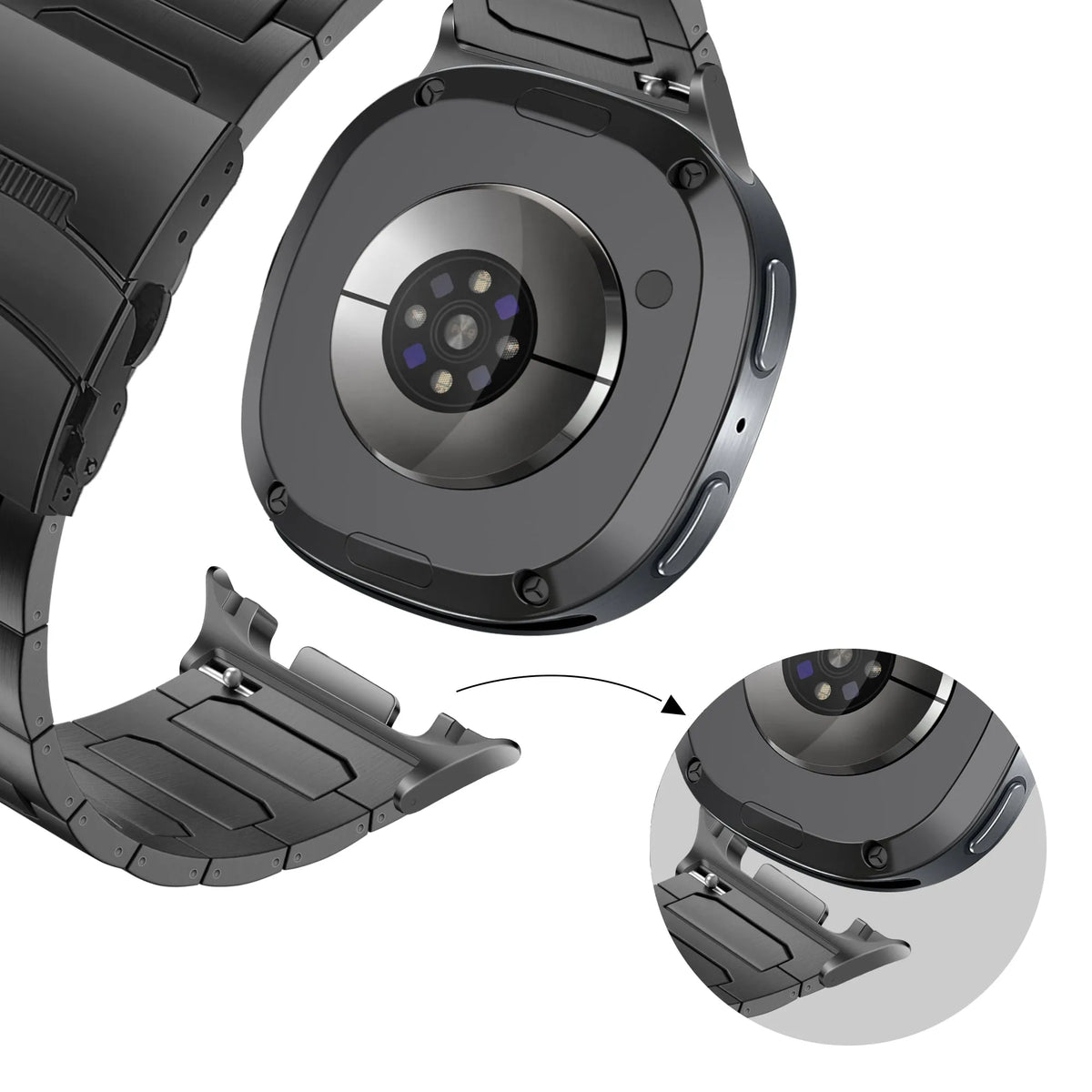 Bandz Bracelet titane 'Deluxe' Samsung Galaxy Watch 9 - 44mm (noir)