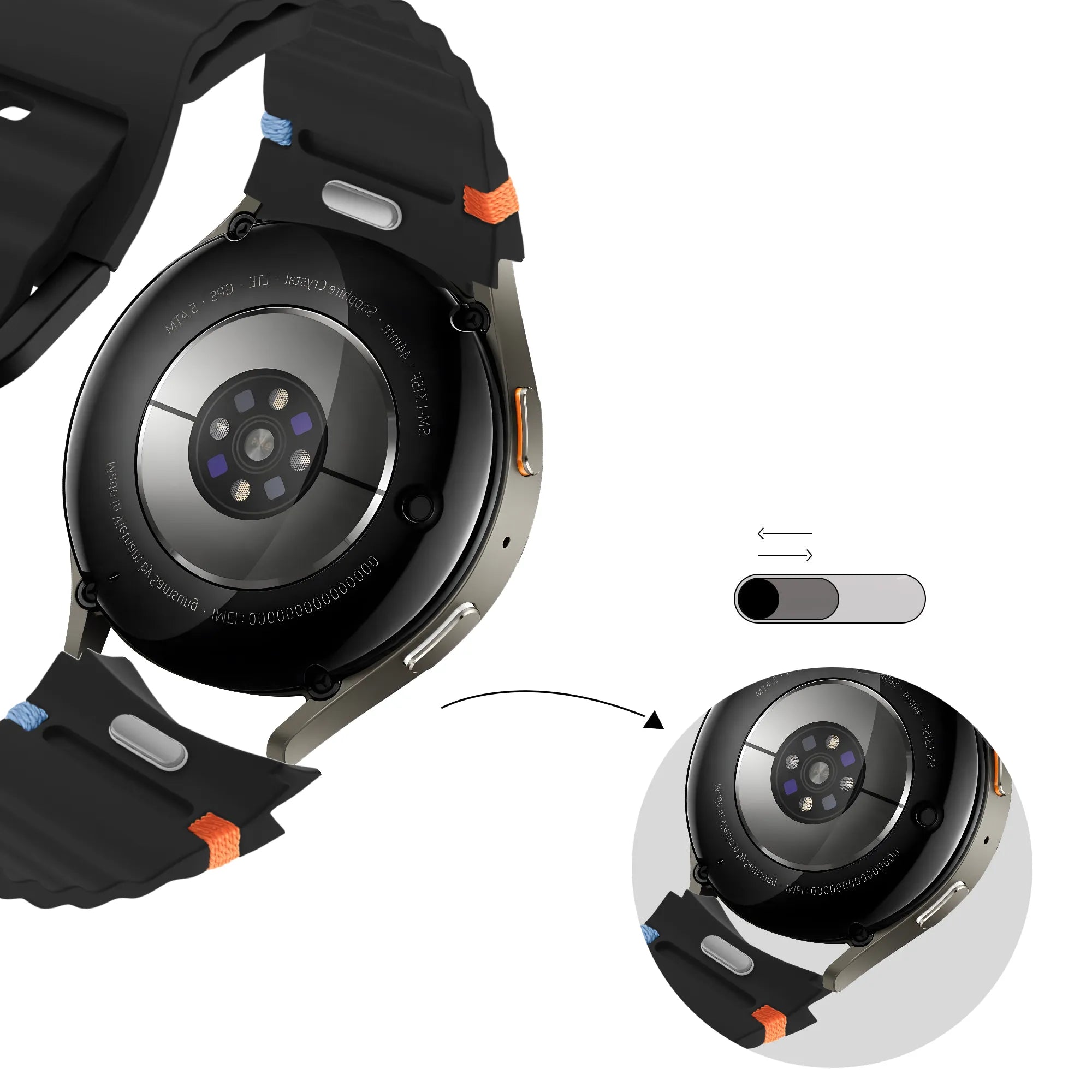 Bandz Samsung Galaxy Watch 4 Classic 46mm Wave Strap 'Easy Fit' (Black)