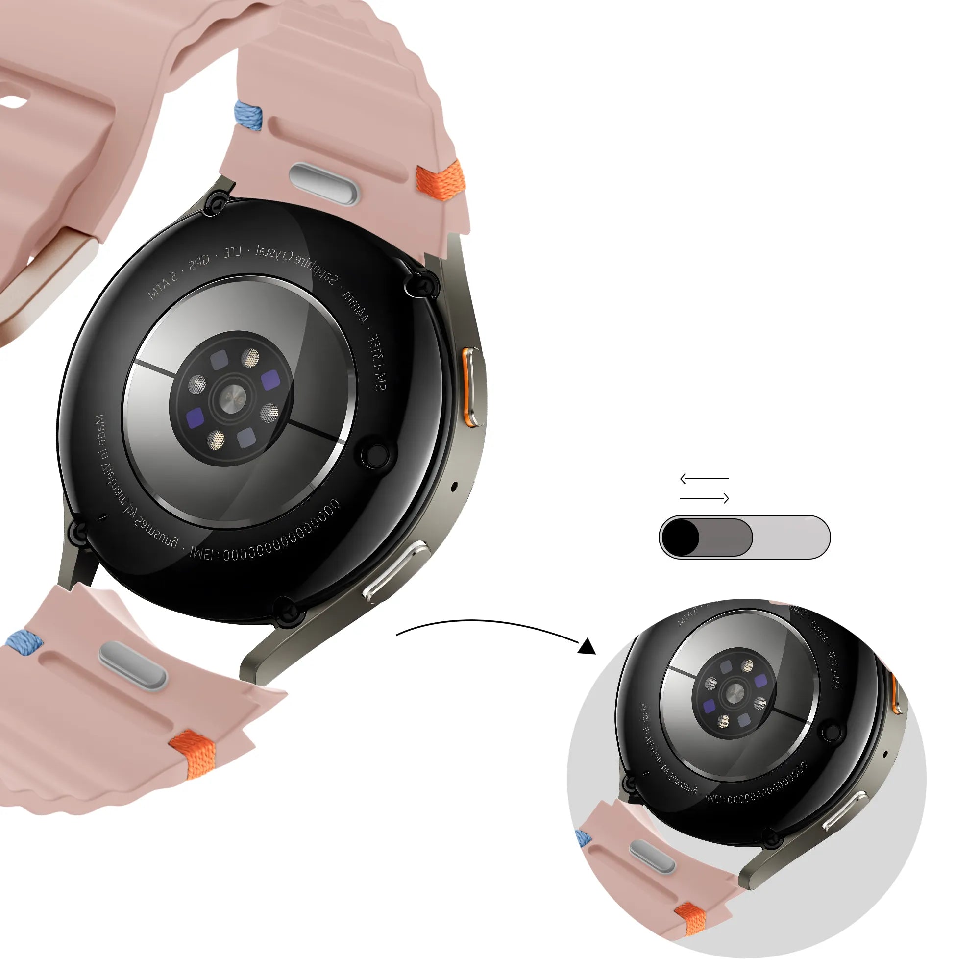 Bandz Bracelet Wave 'Easy Fit' Samsung Galaxy Watch FE (rose clair)