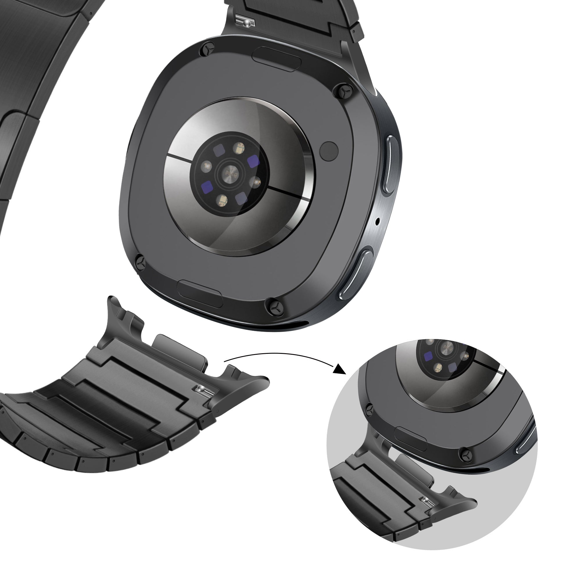 Bandz Bracelet titane 'One Bead' Samsung Galaxy Watch 8 - 44mm (noir)