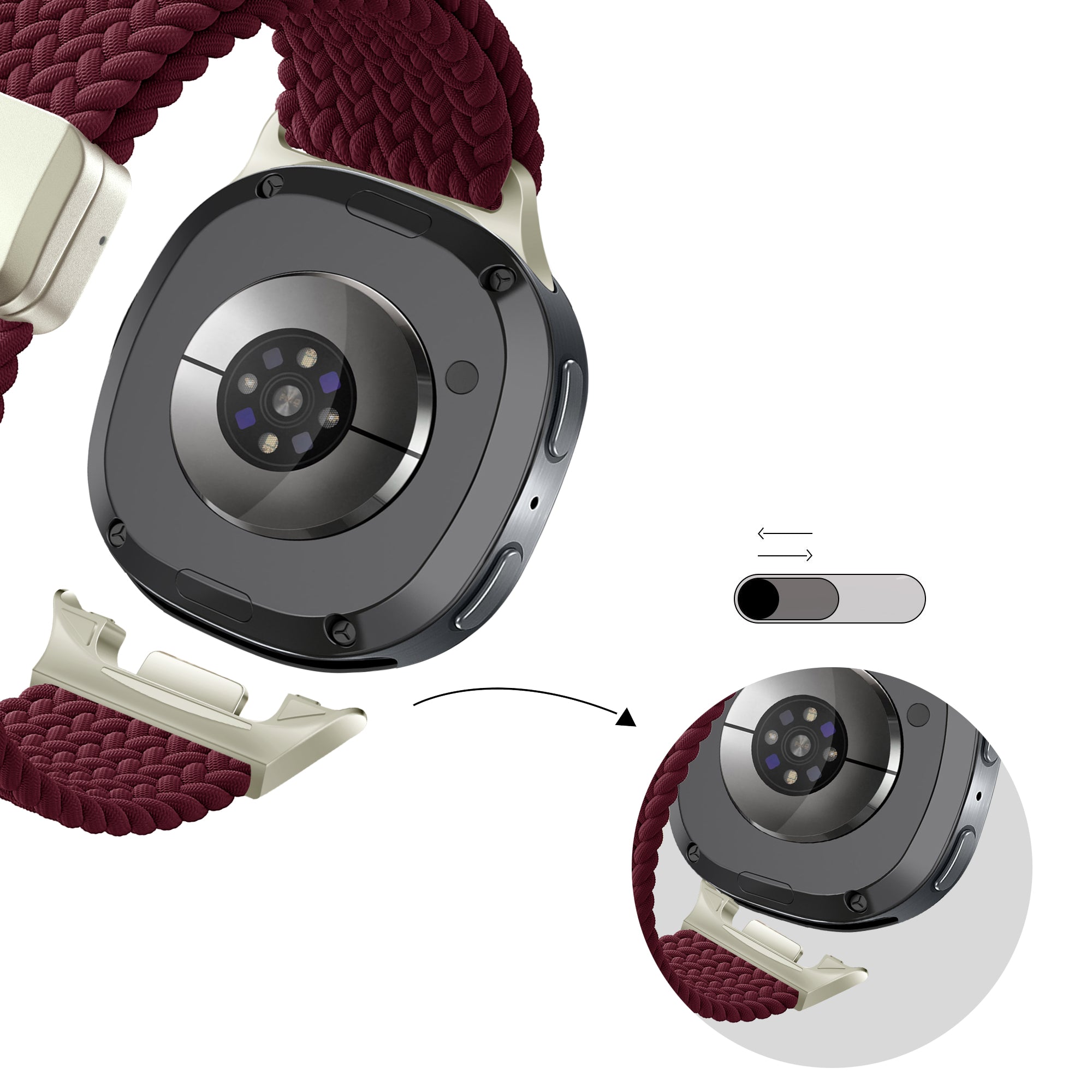 Bandz Bracelet tissé magnétique Samsung Galaxy Watch 8 - 40mm (bordeaux)