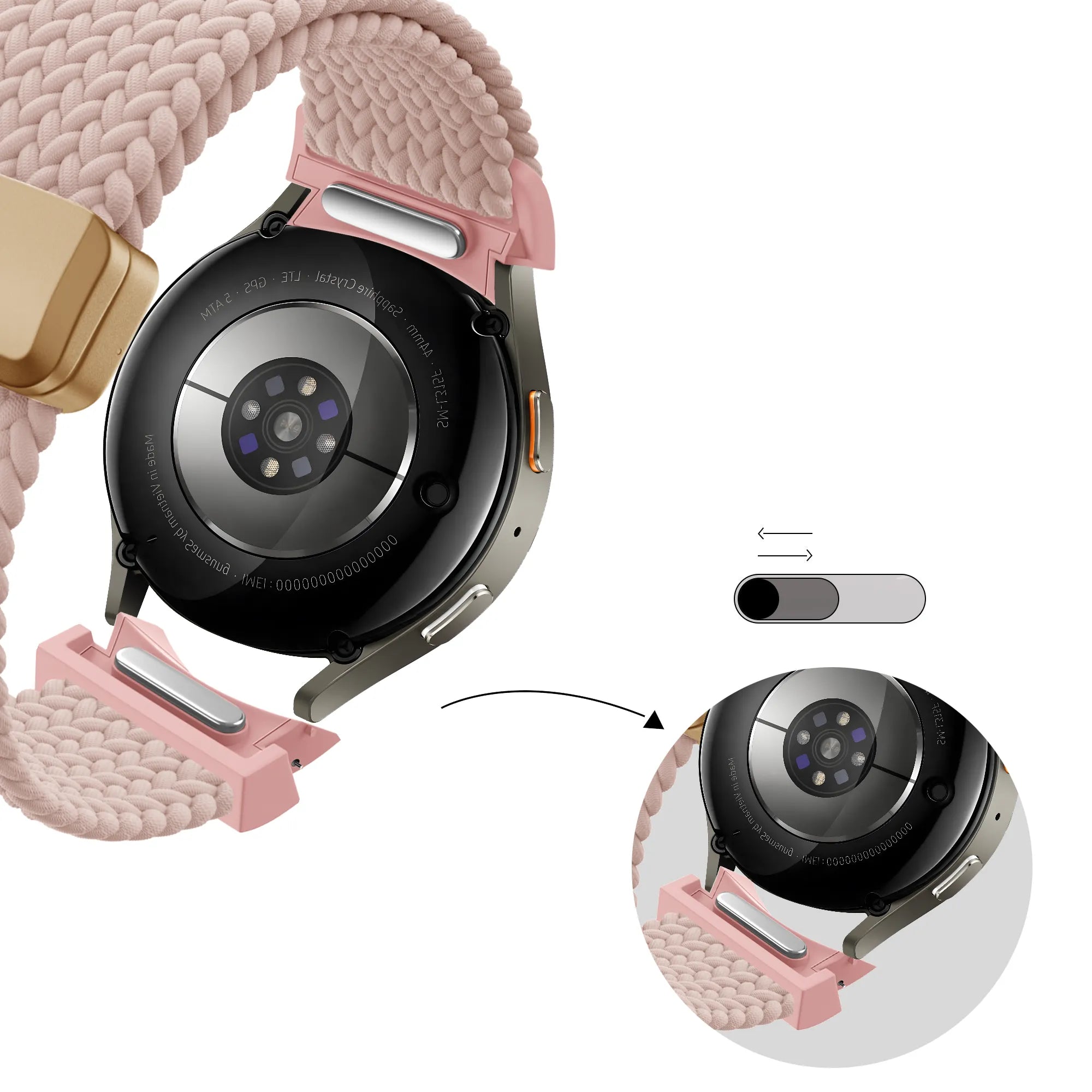 Bandz Bracelet trensé 'Easy Fit' Samsung Galaxy Watch FE (rose)
