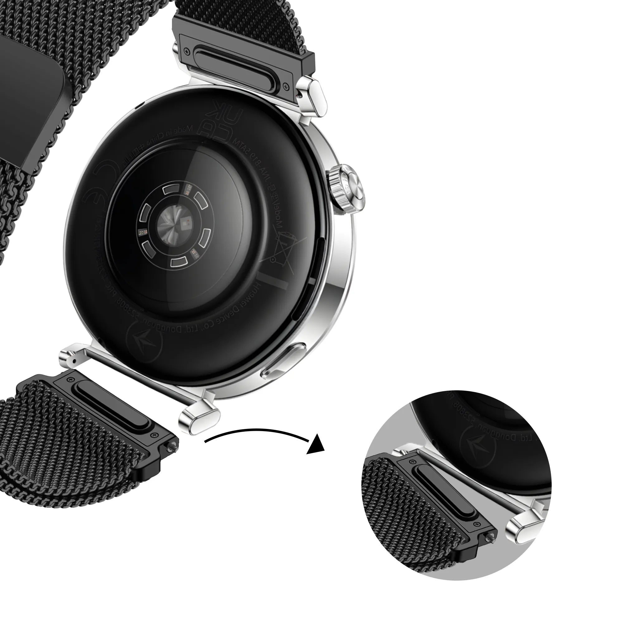 Bandz Bracelet milanais 'Easy fit' Huawei Watch GT 5 - 41mm (noir)
