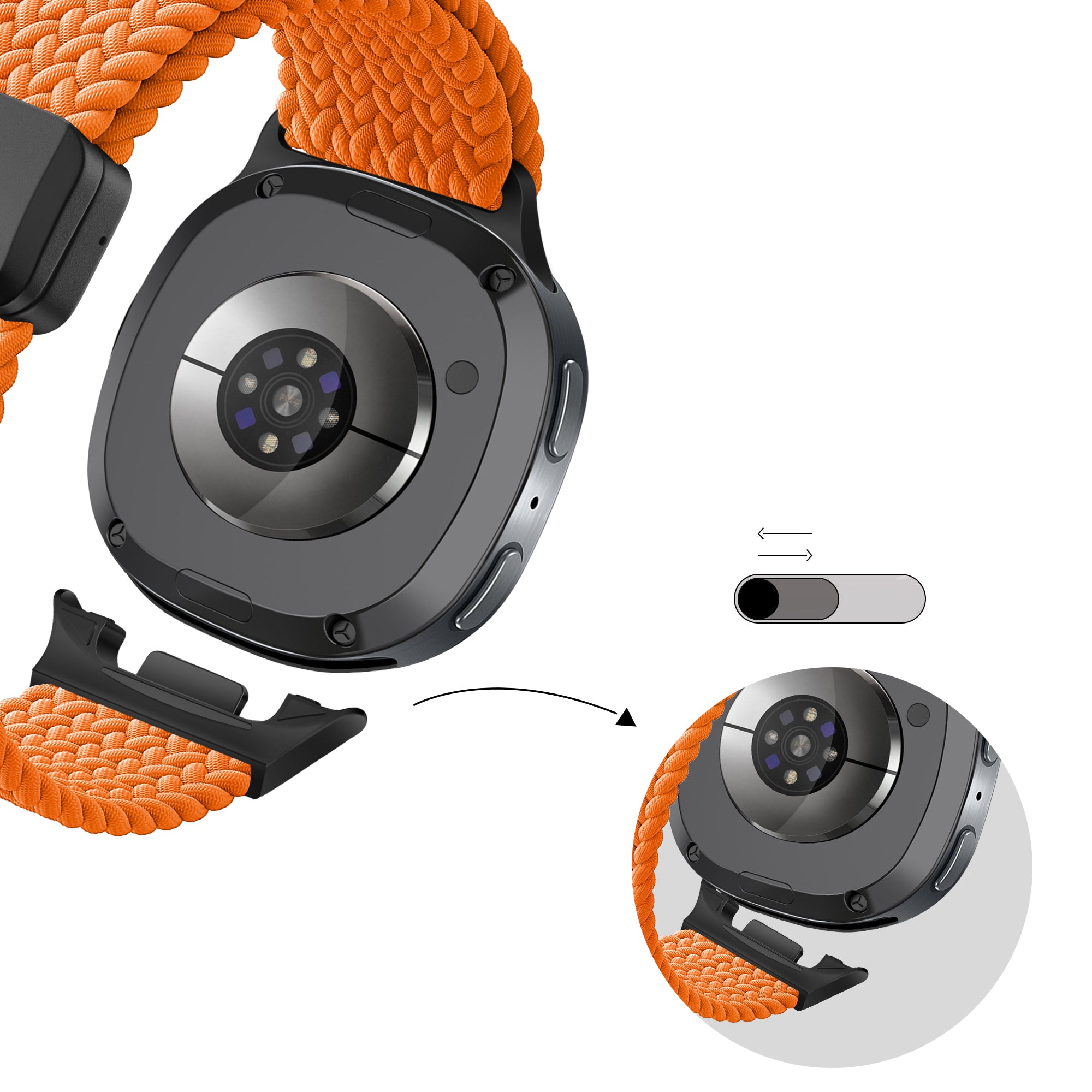 Bandz Samsung Galaxy Watch 8 Classic Magnetic Braided Strap (Orange)