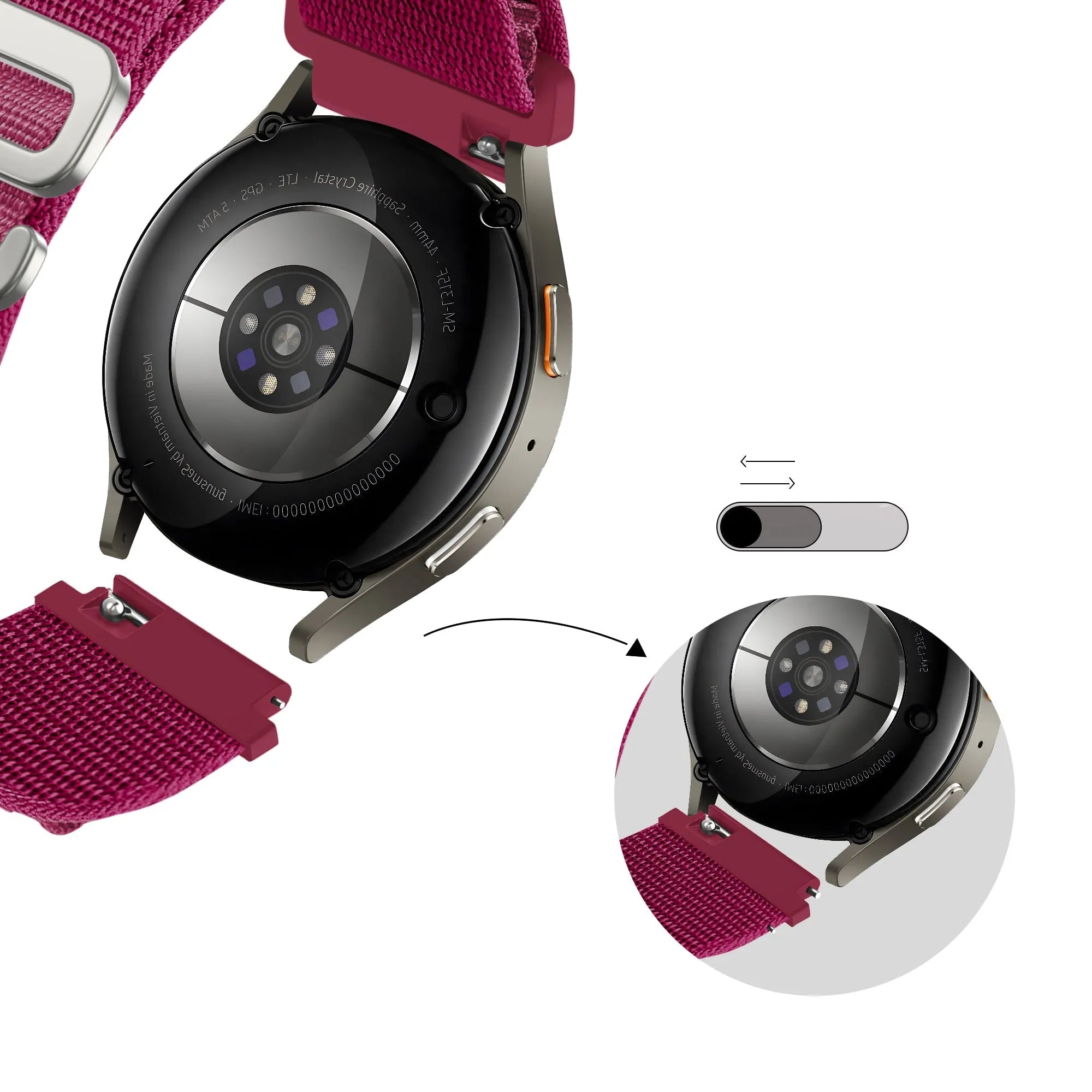 Bandz Bracelet nylon Alpine Xiaomi Amazfit Bip (rose-rouge)