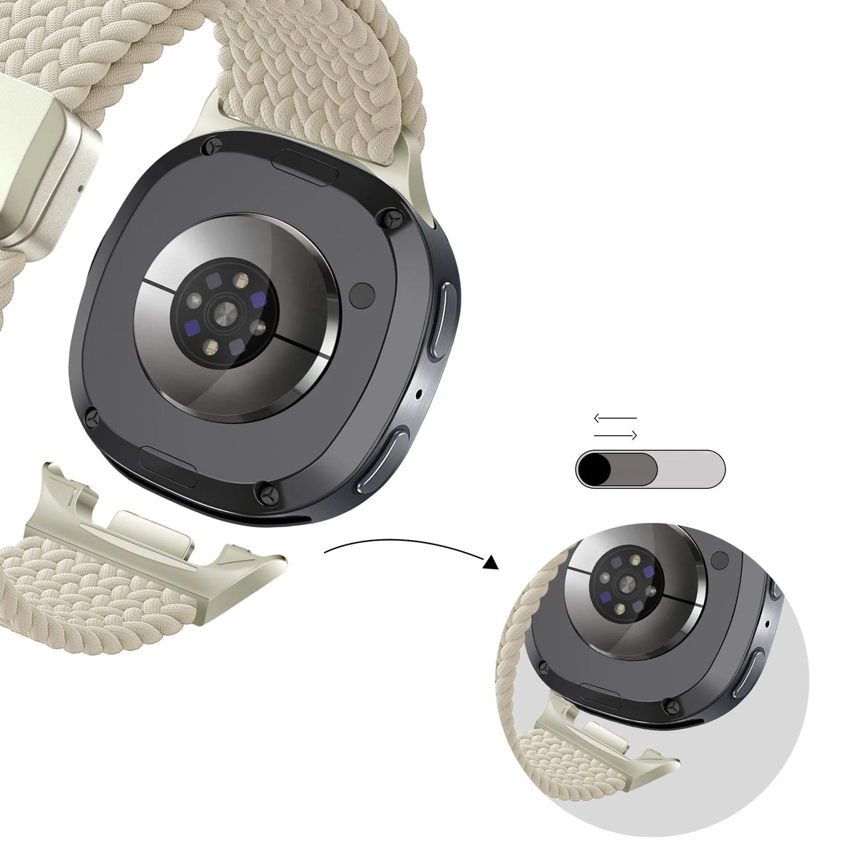 Bandz Bracelet tissé magnétique Samsung Galaxy Watch 8 Classic (lumière stellaire)