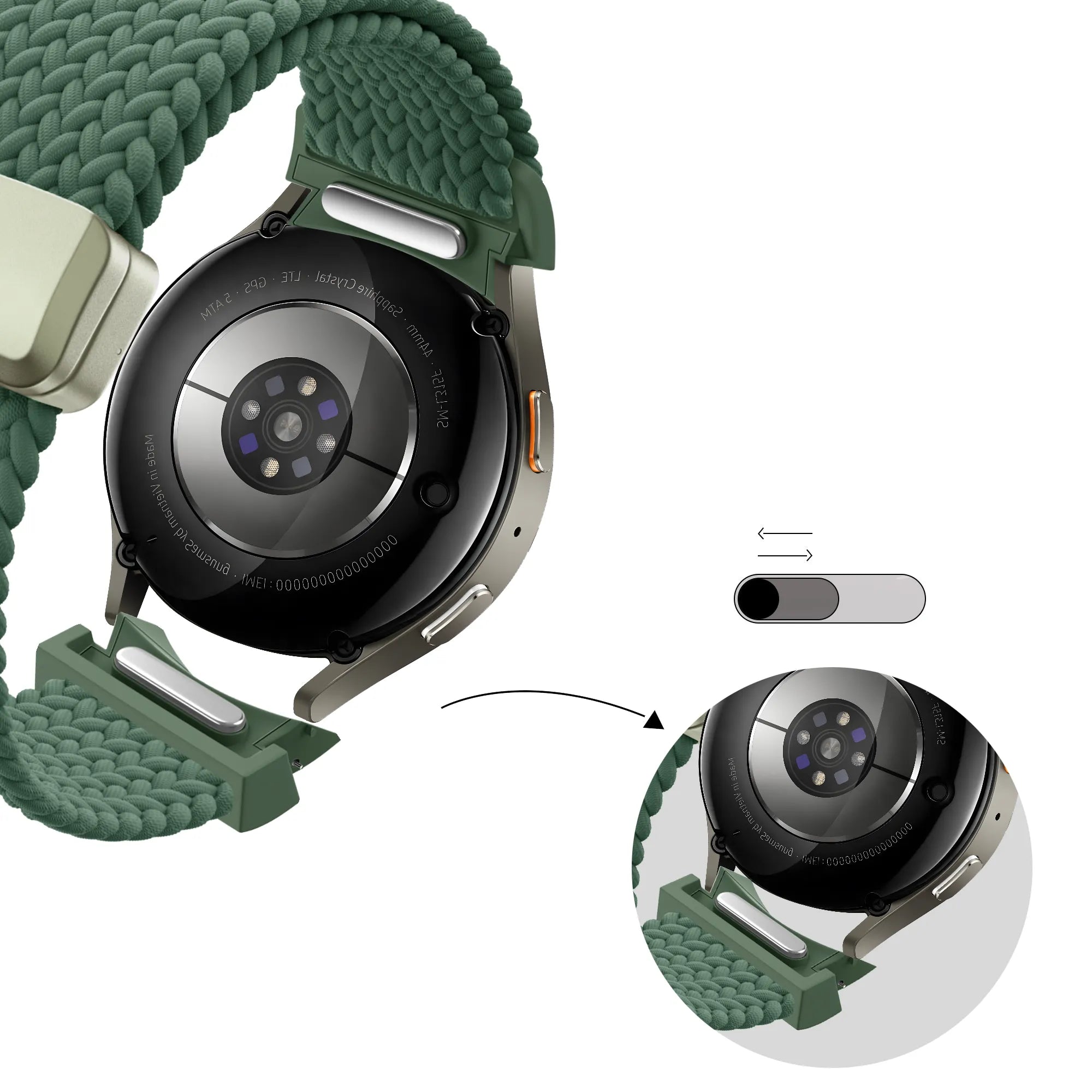 Bandz Bracelet trensé 'Easy Fit' Samsung Galaxy Watch 6 Classic - 43mm (vert)