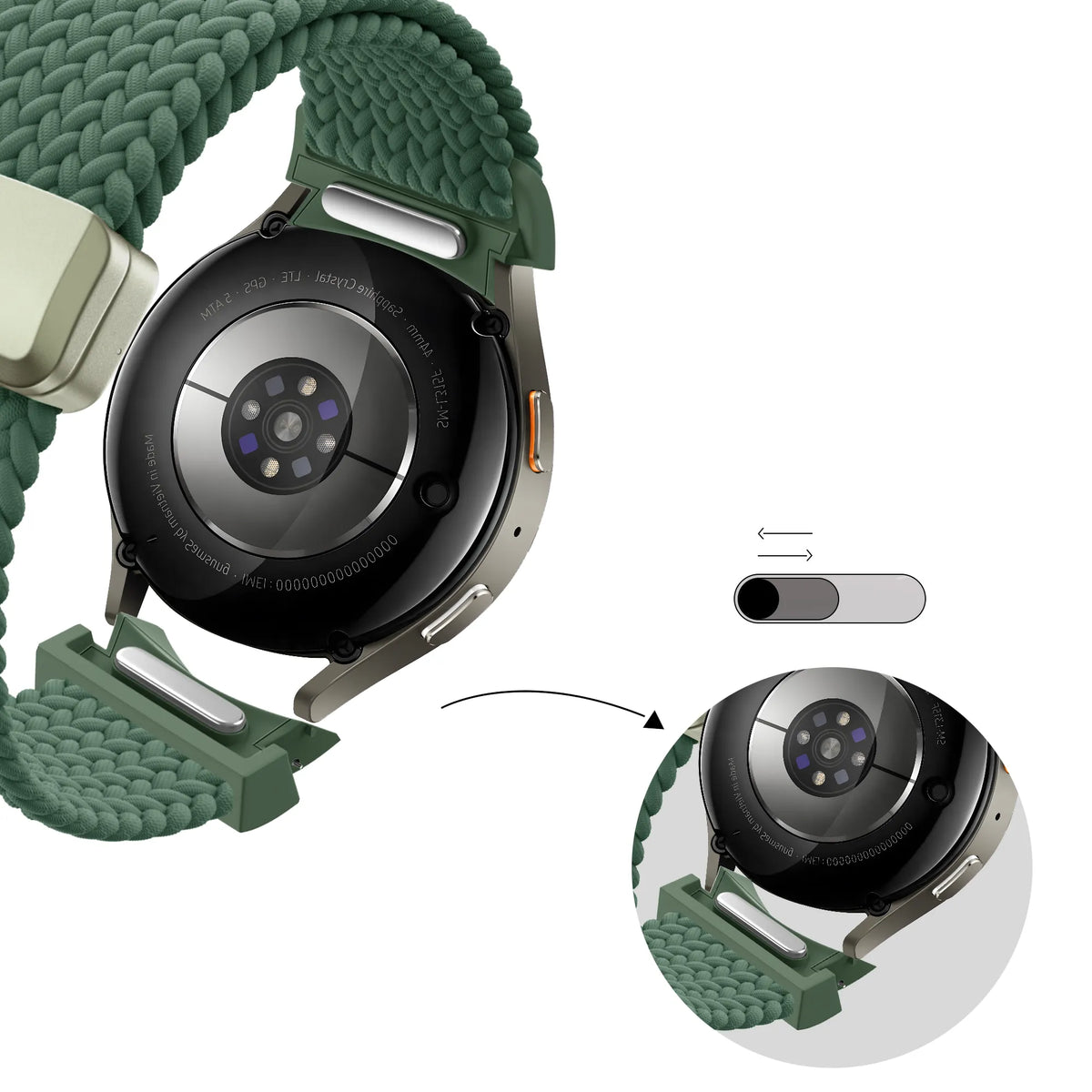 Bandz Samsung Galaxy Watch 5 - 40mm Braided Strap 'Easy Fit' (Green)