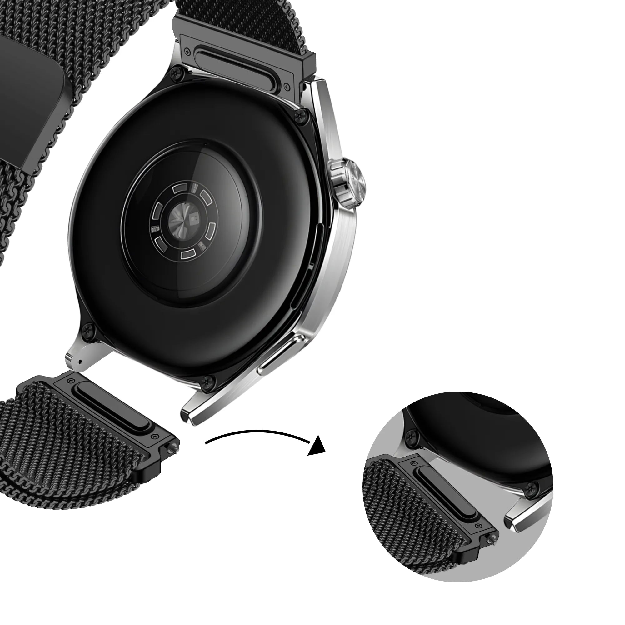 Bandz Bracelet milanais 'Easy Fit' Amazfit Active Max (noir)