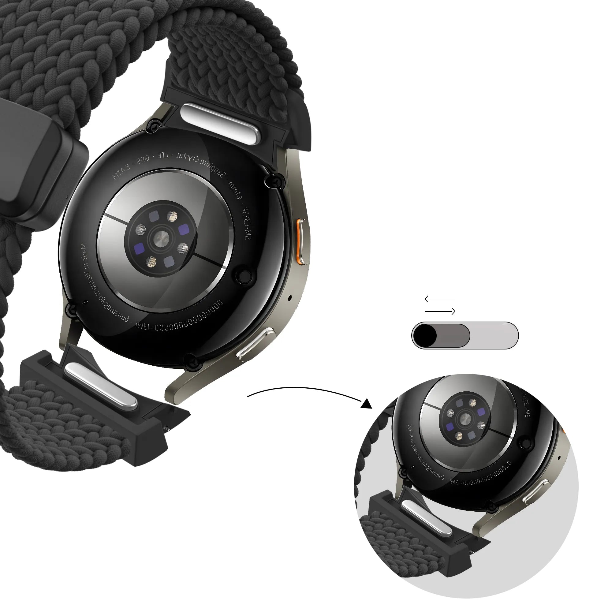 Bandz Bracelet trensé 'Easy Fit' Samsung Galaxy Watch 6 - 44mm (noir)