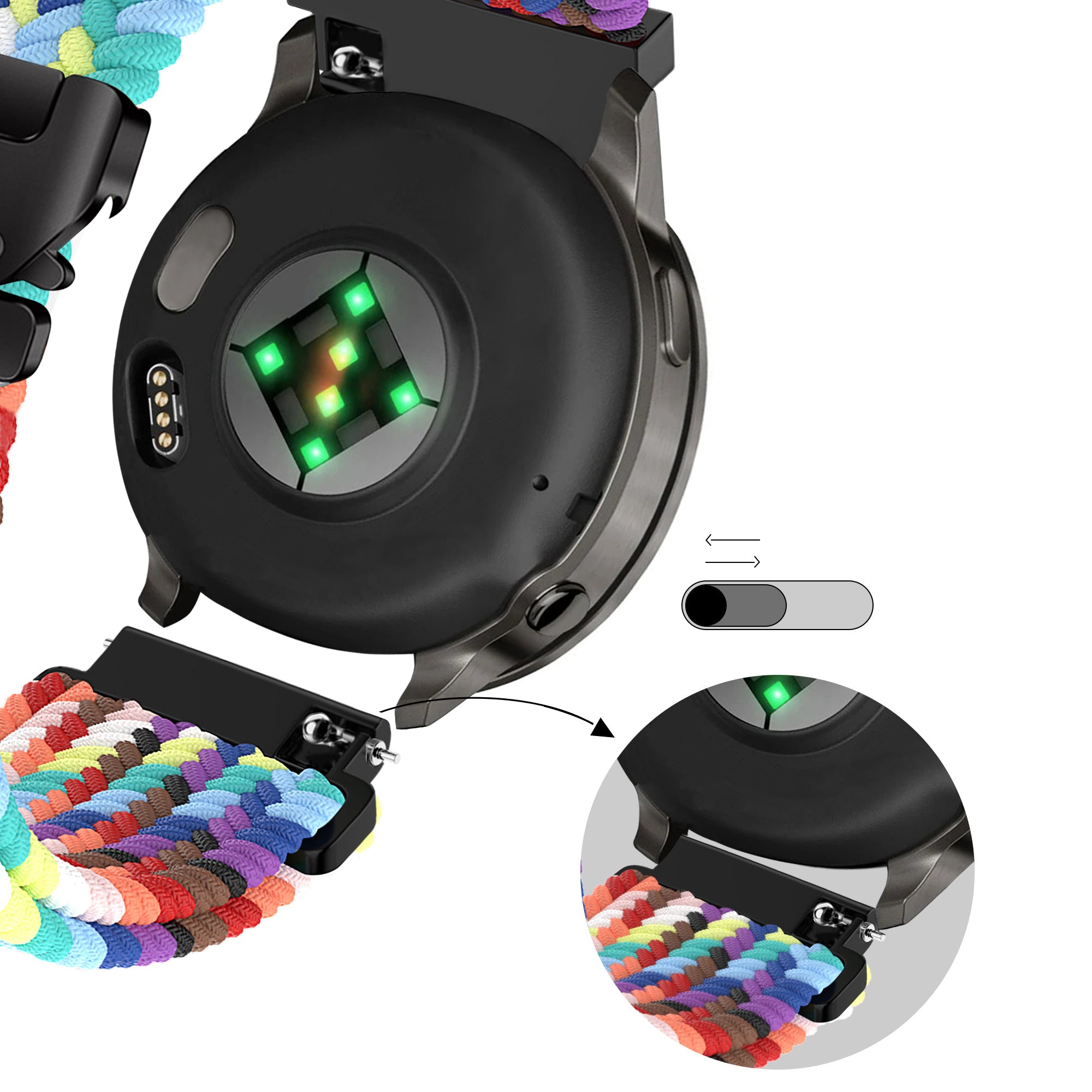 Bandz Bracelet tressé 'Parachute' Garmin Venu 3s (arc-en-ciel)