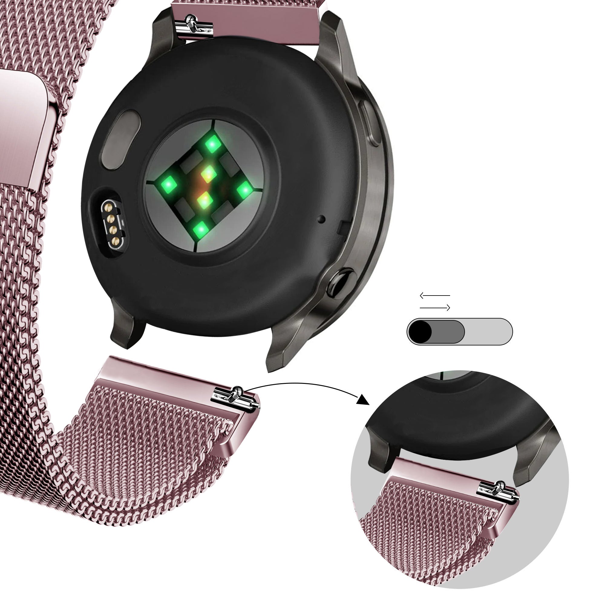 Bandz Bracelet milanais 'Loop' Garmin Approach J1 (rose)