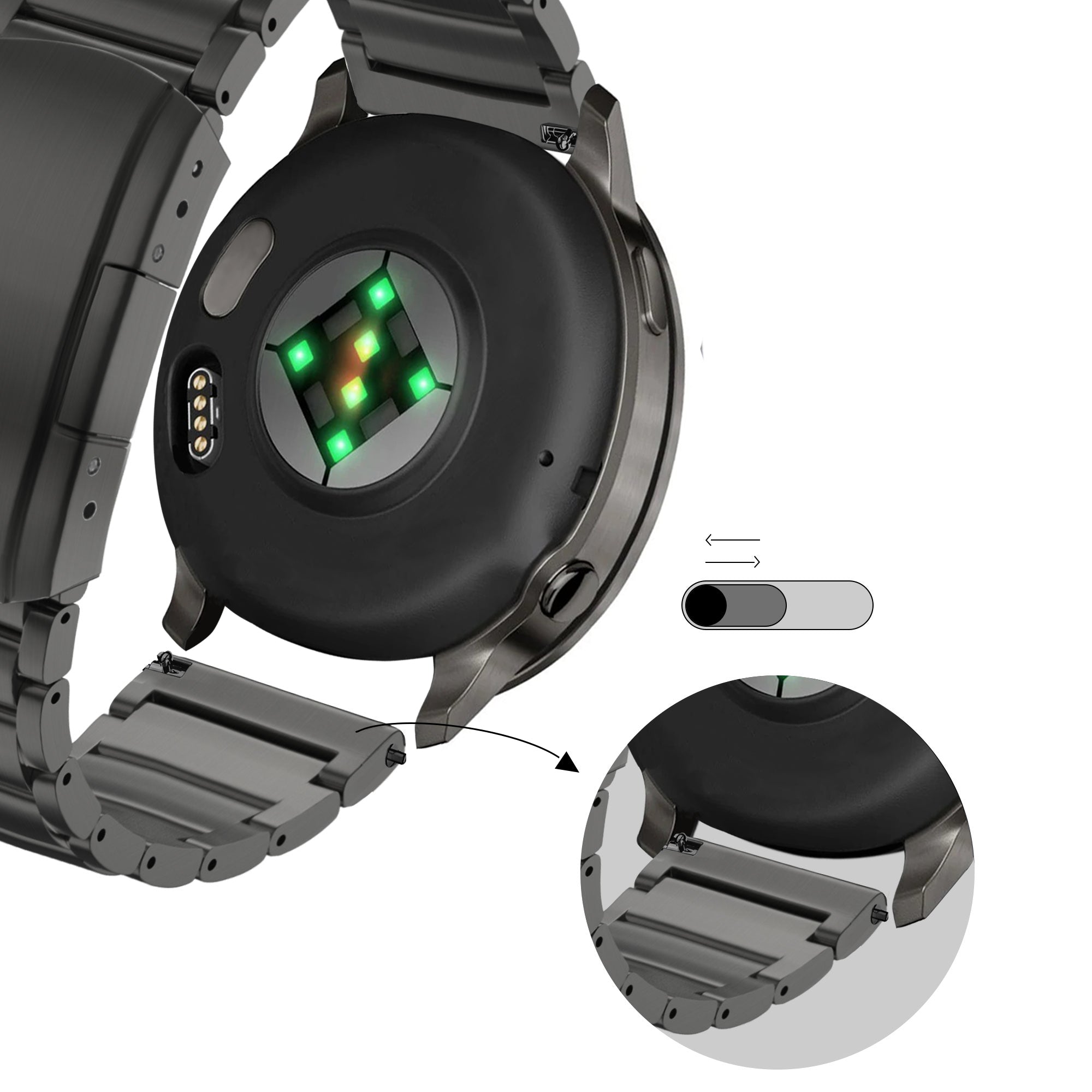 Bandz Bracelet titane Garmin Vivomove Luxe (noir)