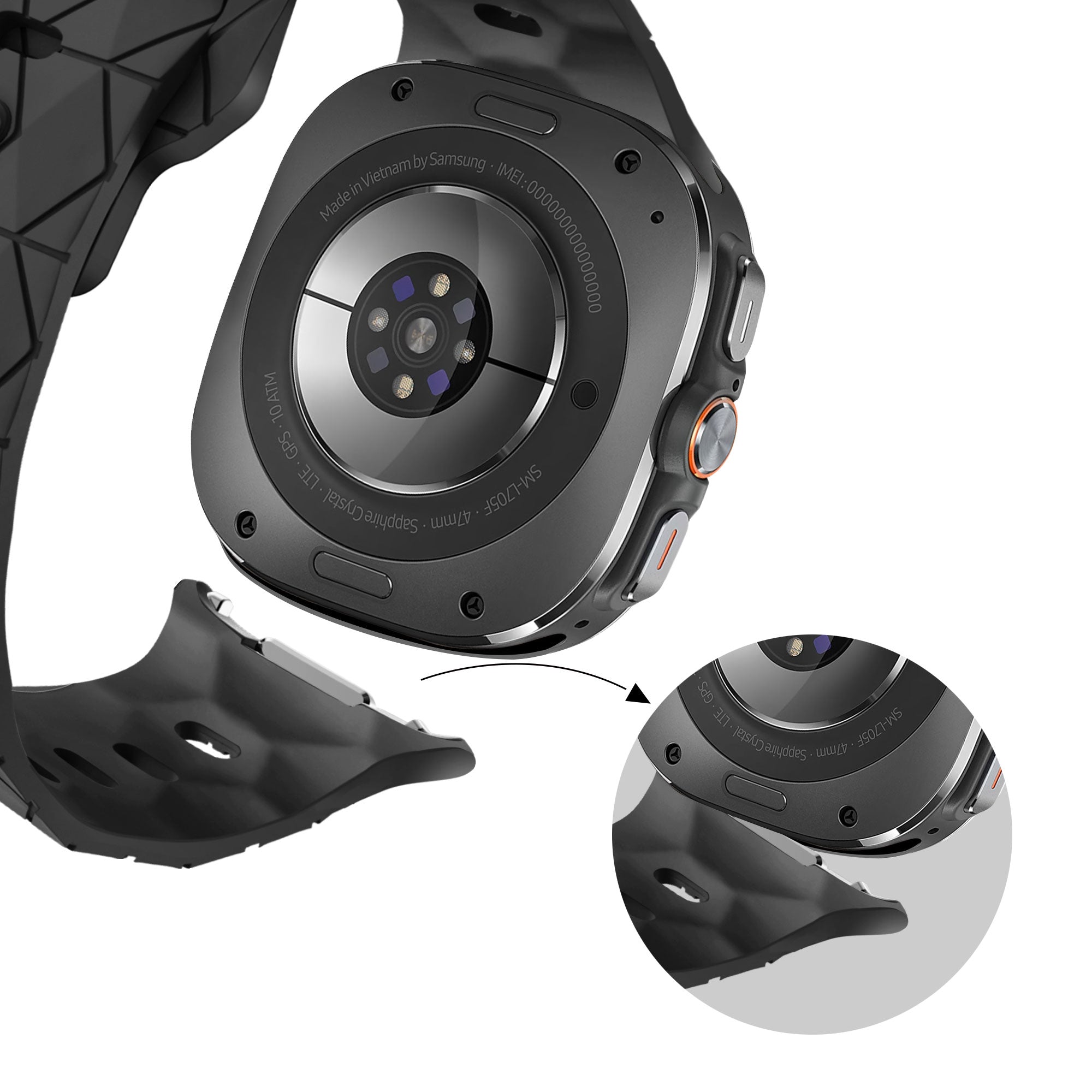 Bandz Bracelet silicone 'Hexagons' Samsung Galaxy Watch Ultra (noir)