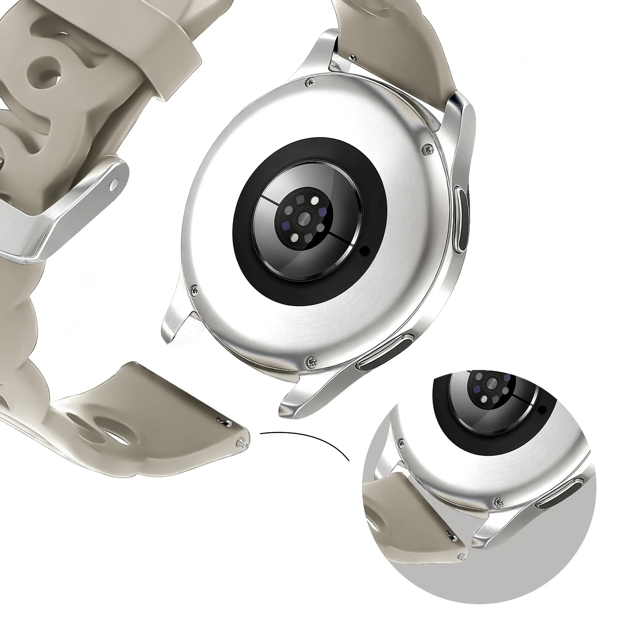Bandz Samsung Galaxy Watch 6 - 40mm Silicone Strap 'Chains' (Light Grey)