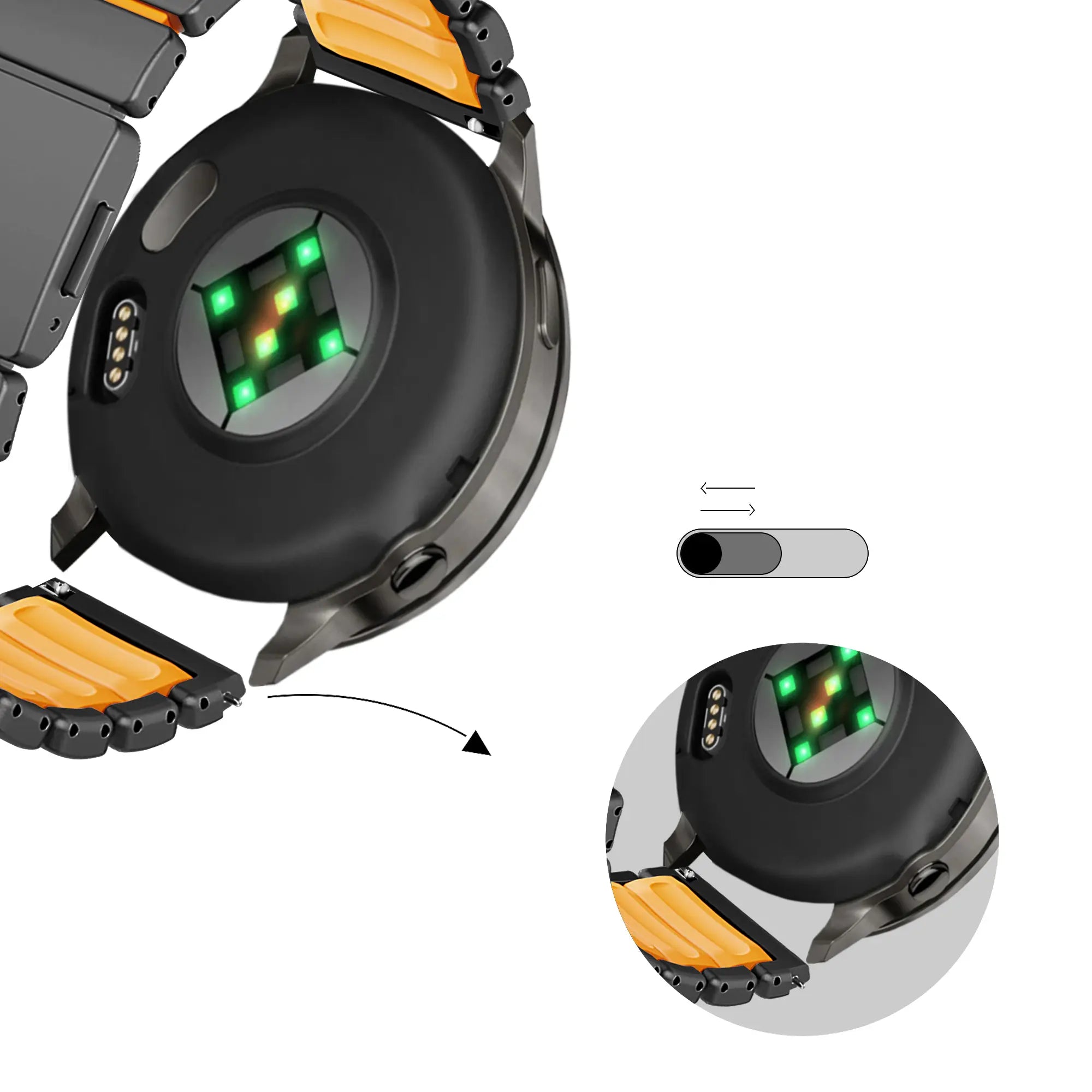 Bandz Bracelet titane 'Hybrid' Huawei Watch GT 3 Pro - 46mm (noir/orange)