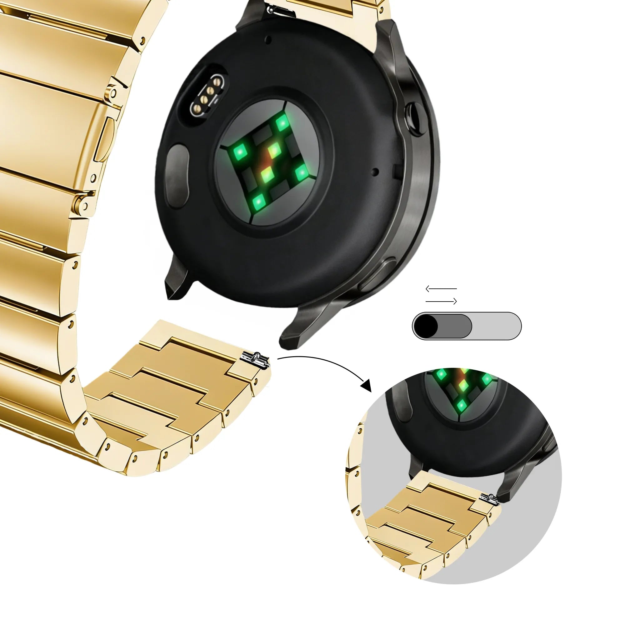 Bandz Bracelet acier 'One Bead' Garmin Approach S12 (or)