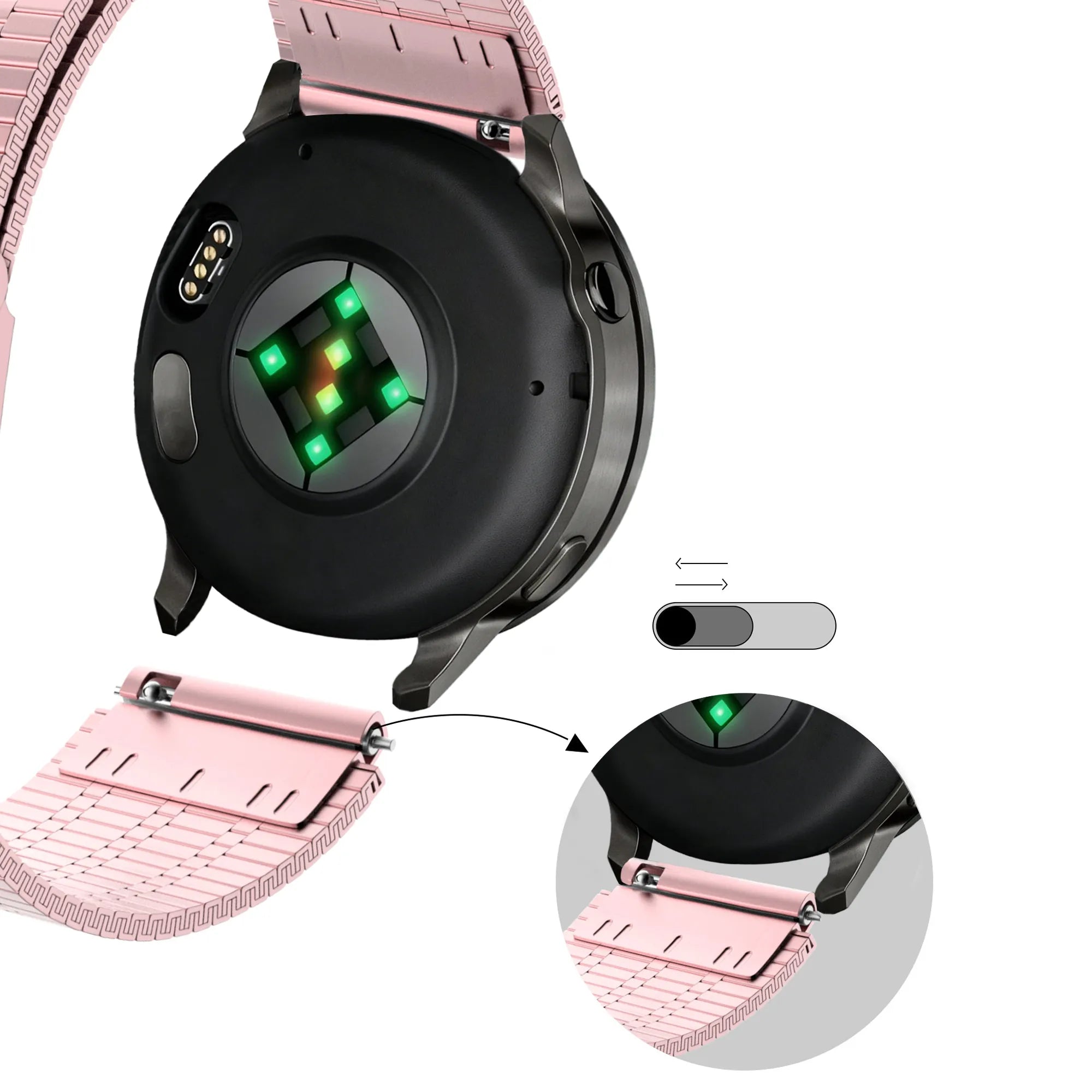 Bandz Bracelet acier ajustable Garmin Forerunner 170 (rose)