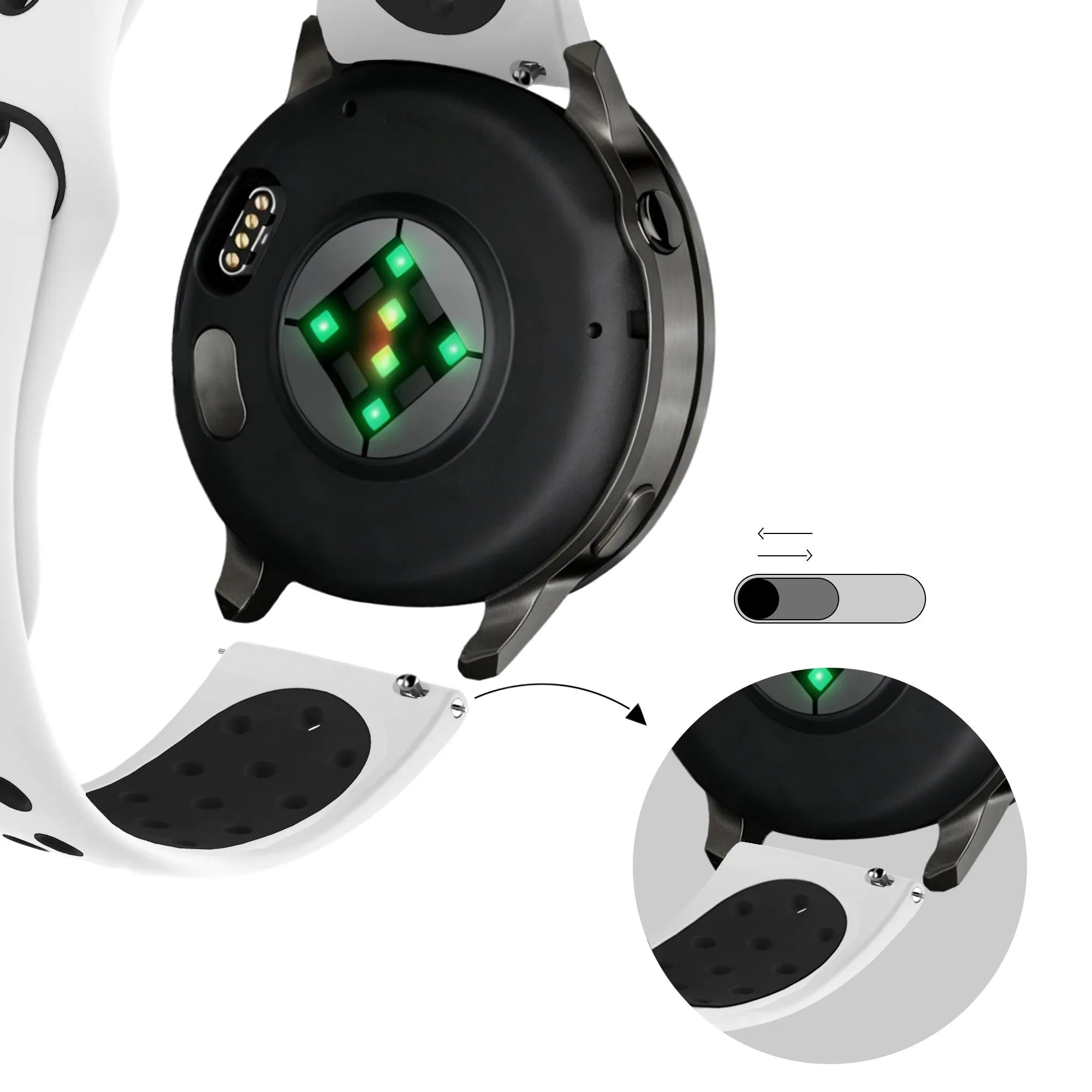 Bandz Bracelet sport 'Deluxe' Garmin Approach S12 (blanc/noir)