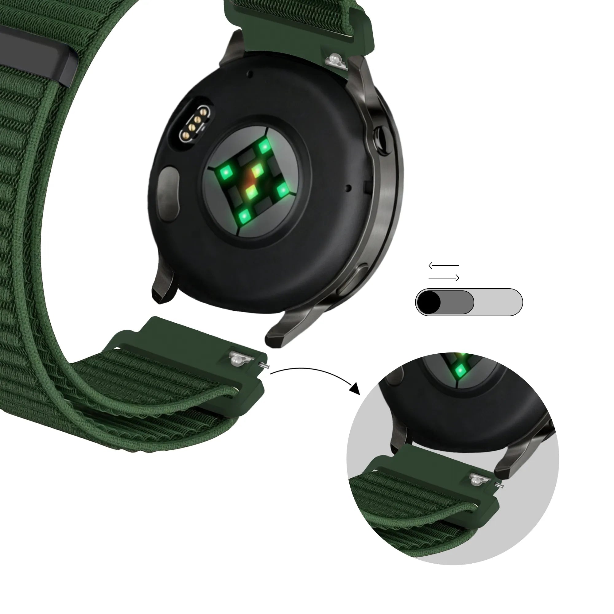 Bandz Garmin Venu SQ Nylon Strap 'Wave' (Dark Green)