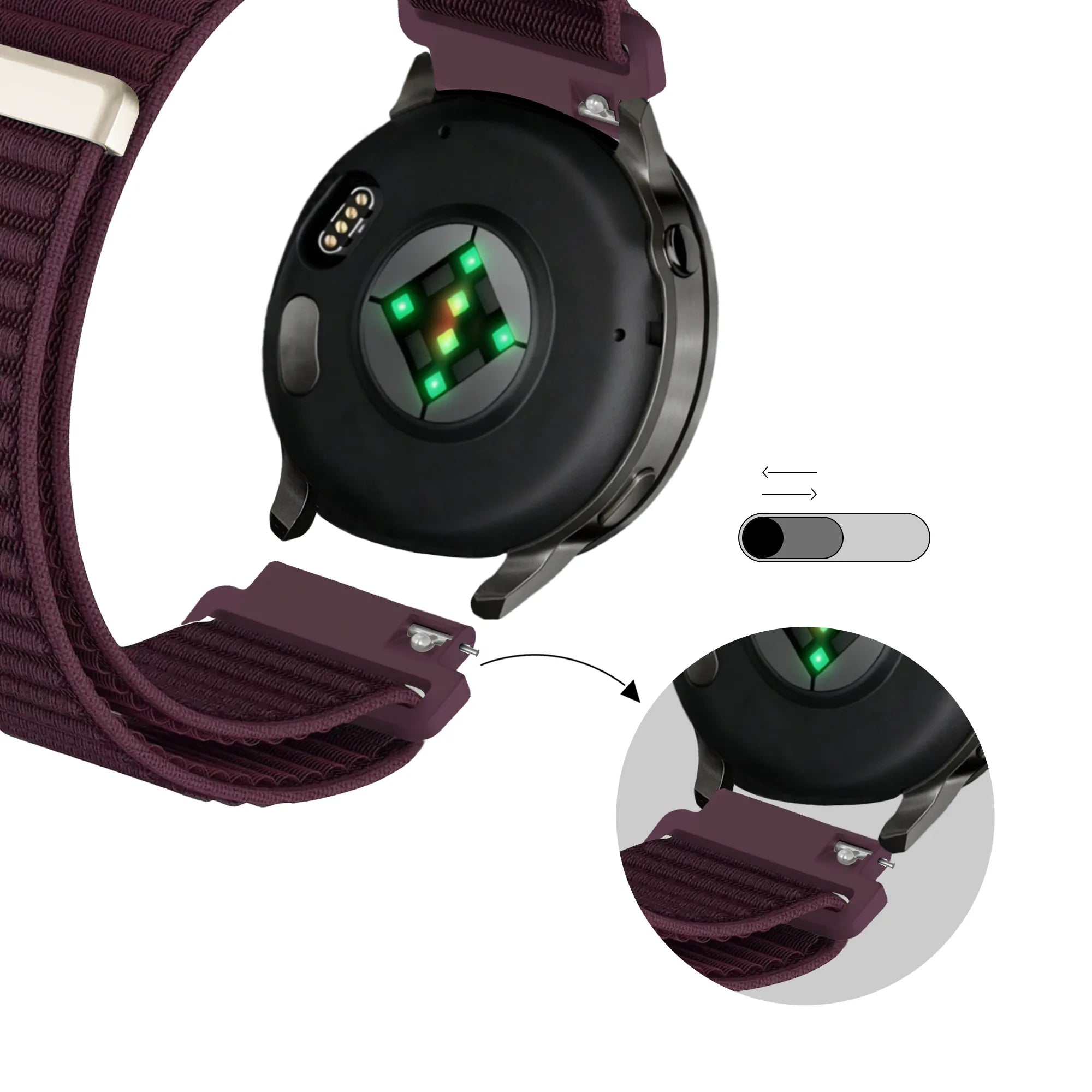 Bandz Bracelet nylon ondulé Garmin Vivoactive 3 (violet foncé)