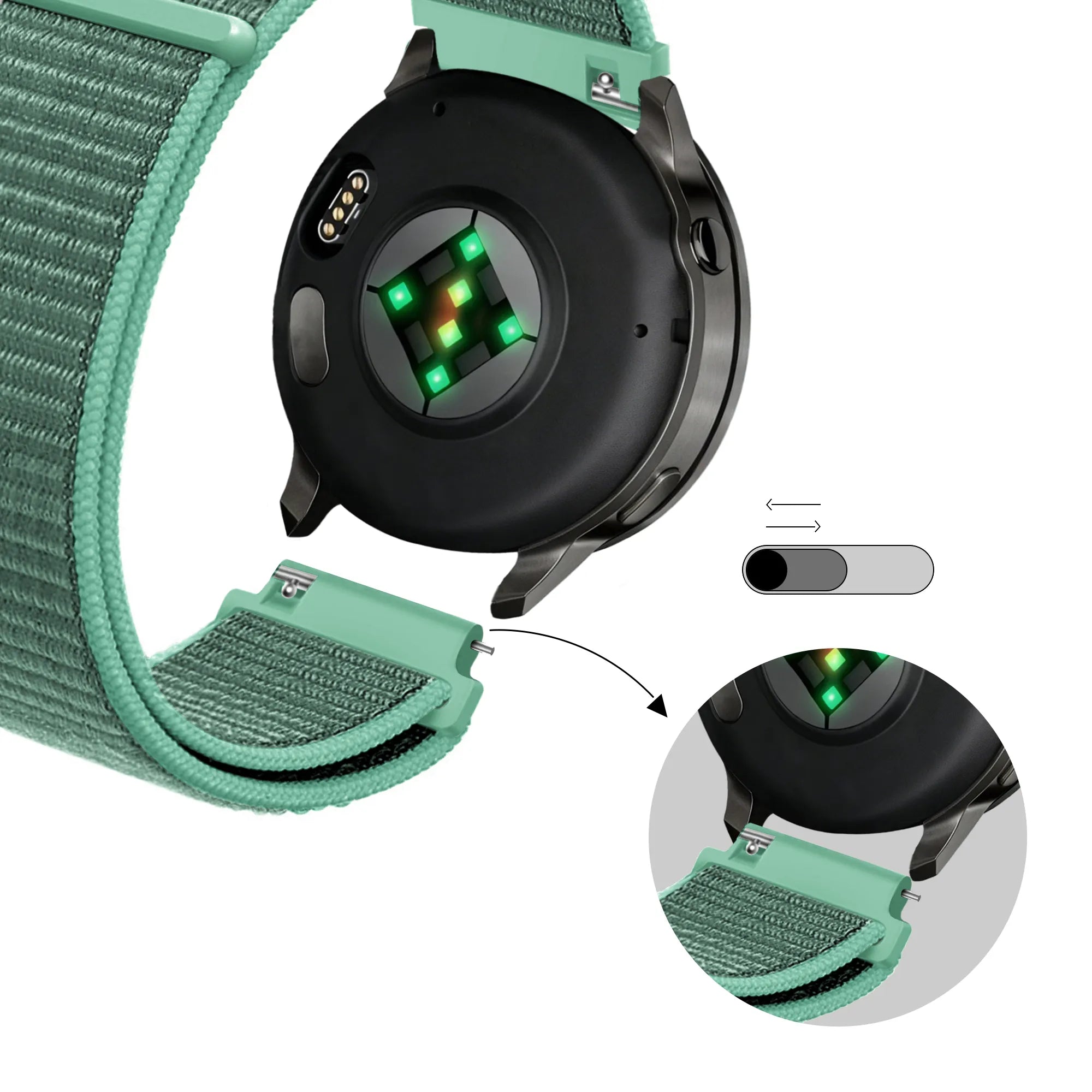 Bandz Bracelet nylon Garmin Vivoactive 6 (menthe)