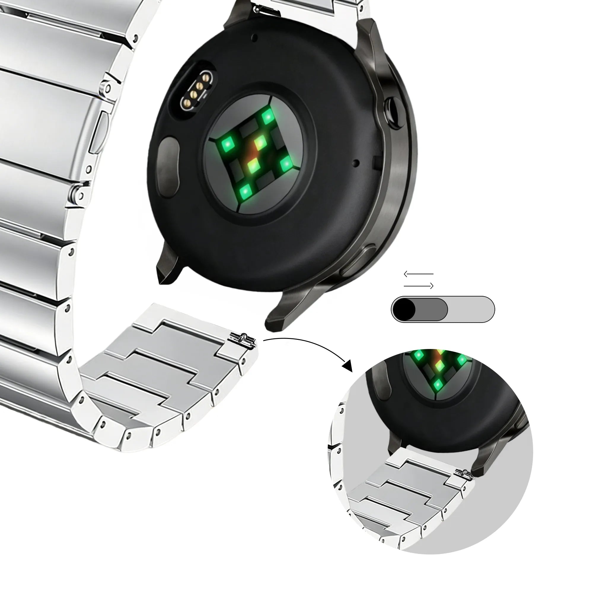 Bandz Bracelet acier 'One Bead' Garmin Approach S12 (argent)