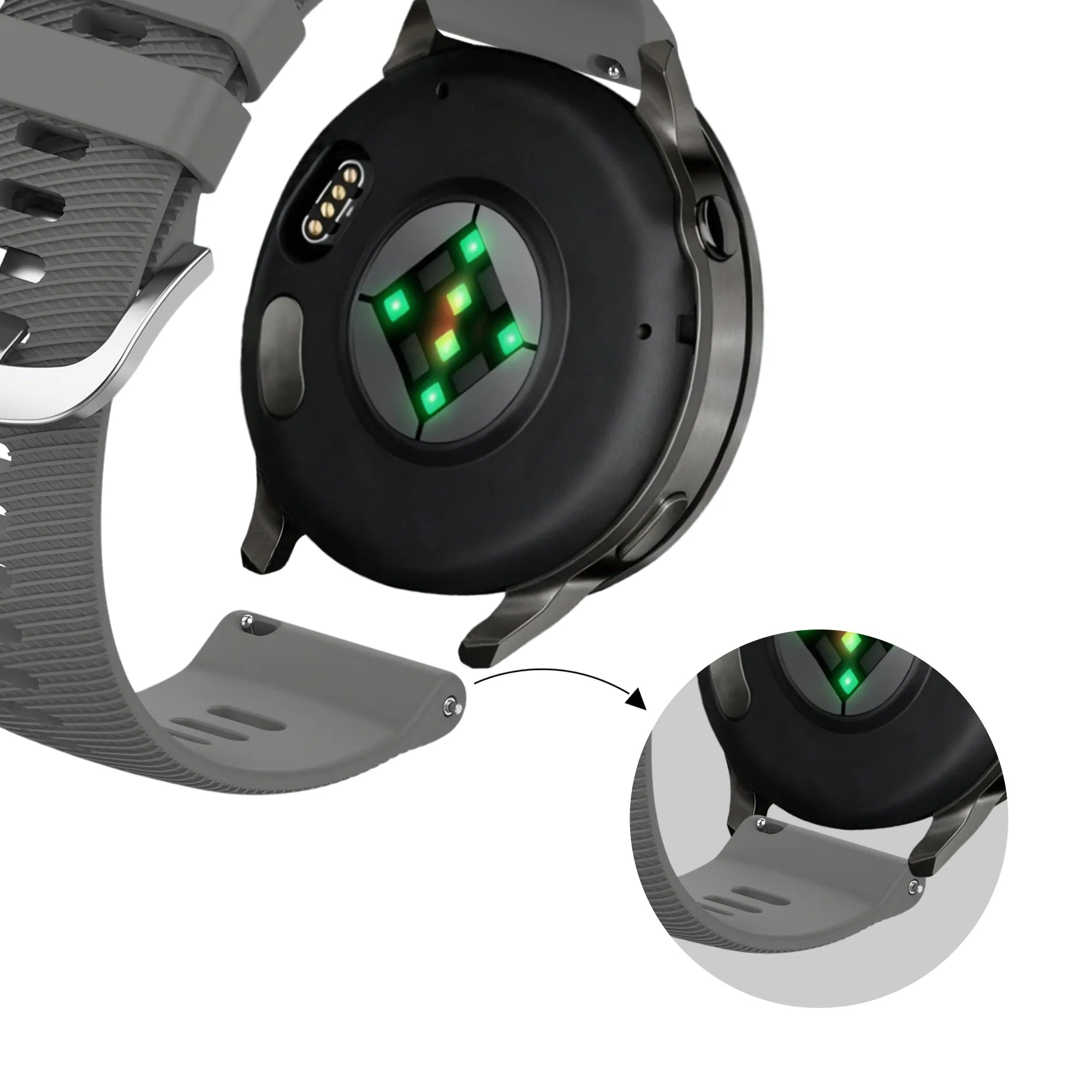 Bandz Bracelet silicone 'Deluxe' Garmin Vivomove 3s (gris foncé)