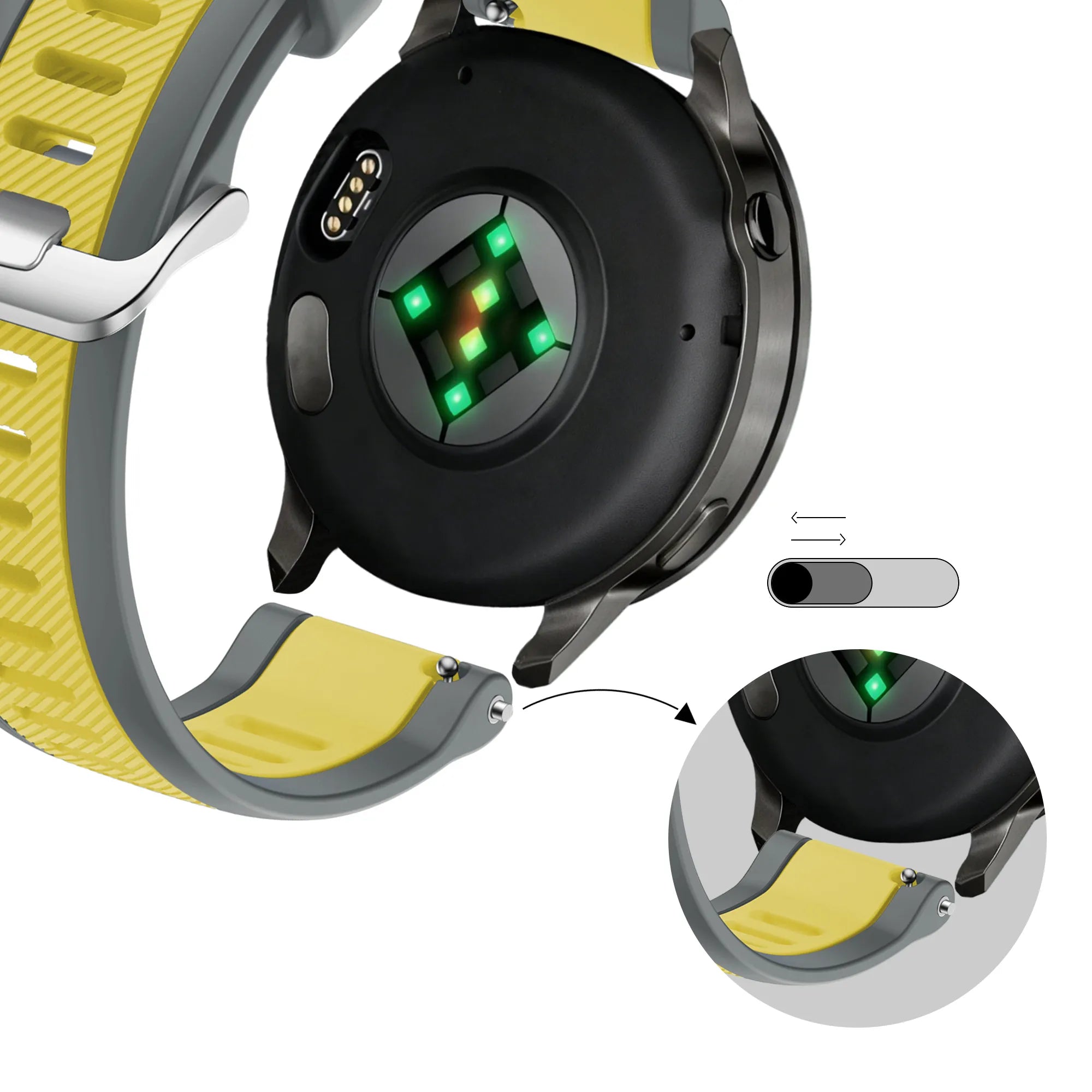 Bandz Bracelet dual sport avec boucle Garmin D2 Air X15 (gris/jaune)