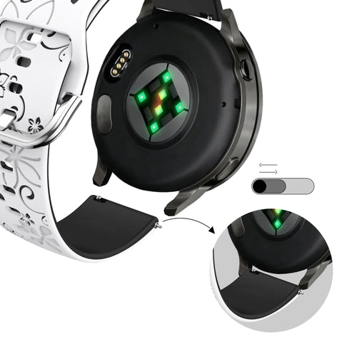 Bandz Bracelet silicone 'Fleurs' Garmin Vivomove Trend (blanc/noir)