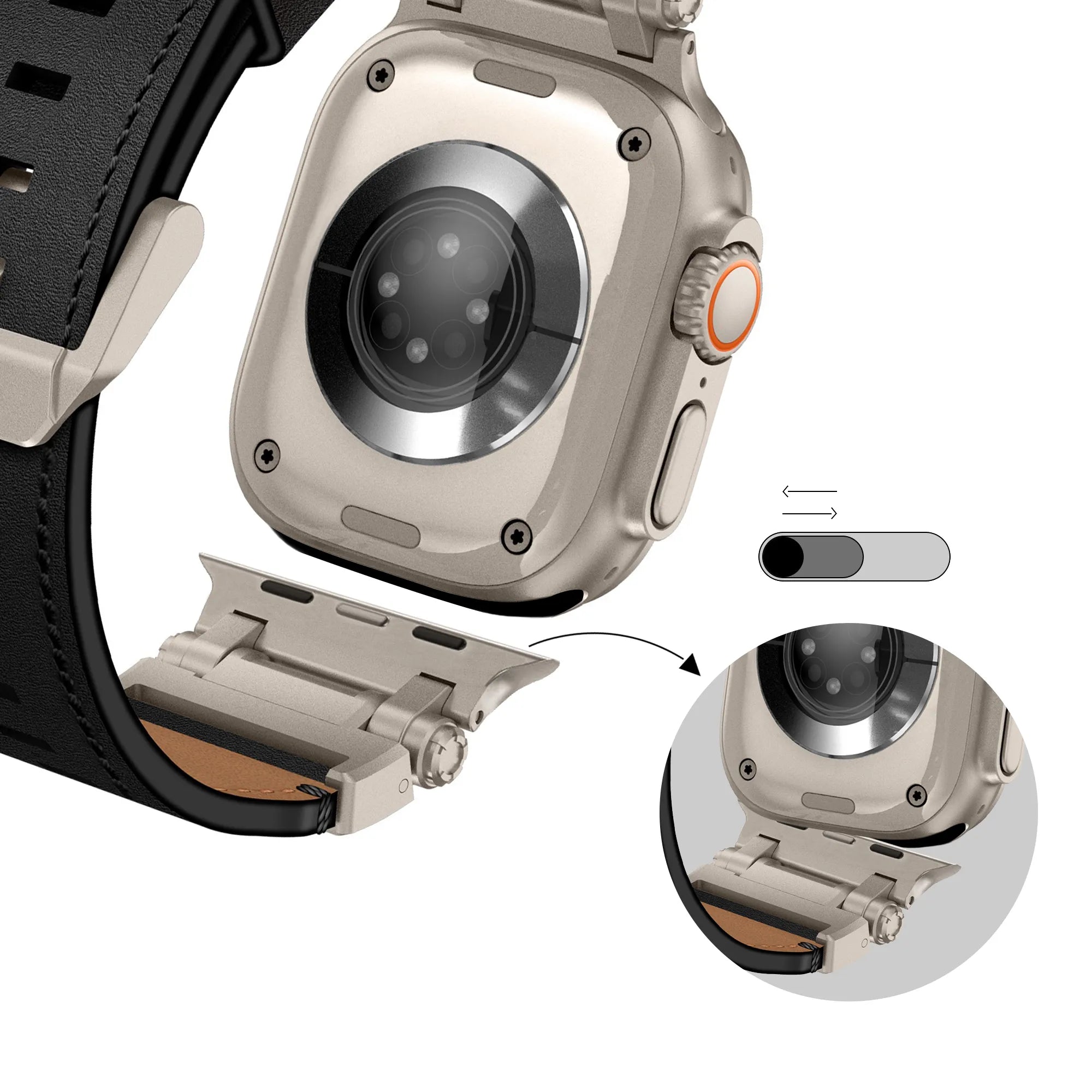 Bandz Bracelet cuir 'Explorer' Apple Watch (noir)