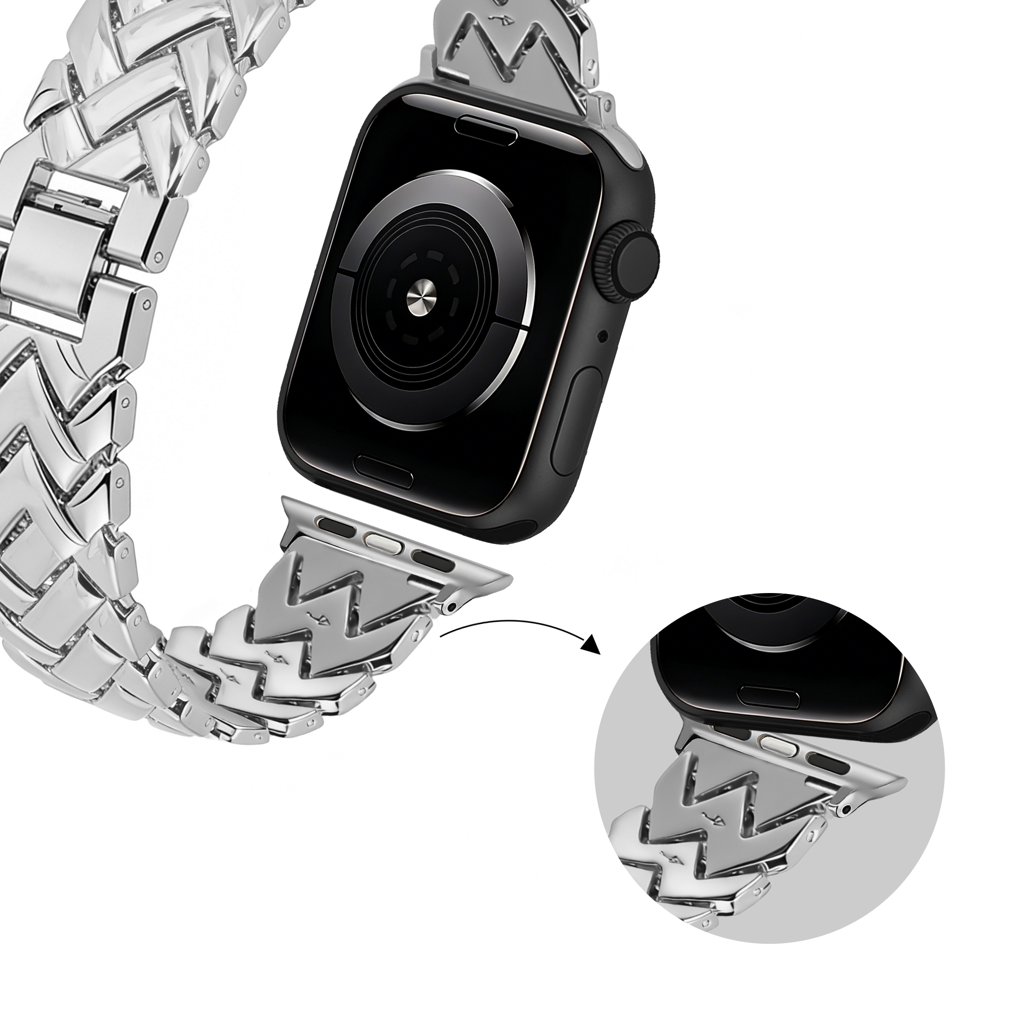 Bandz Bracelet metal 'V-Type' Apple Watch (argent)
