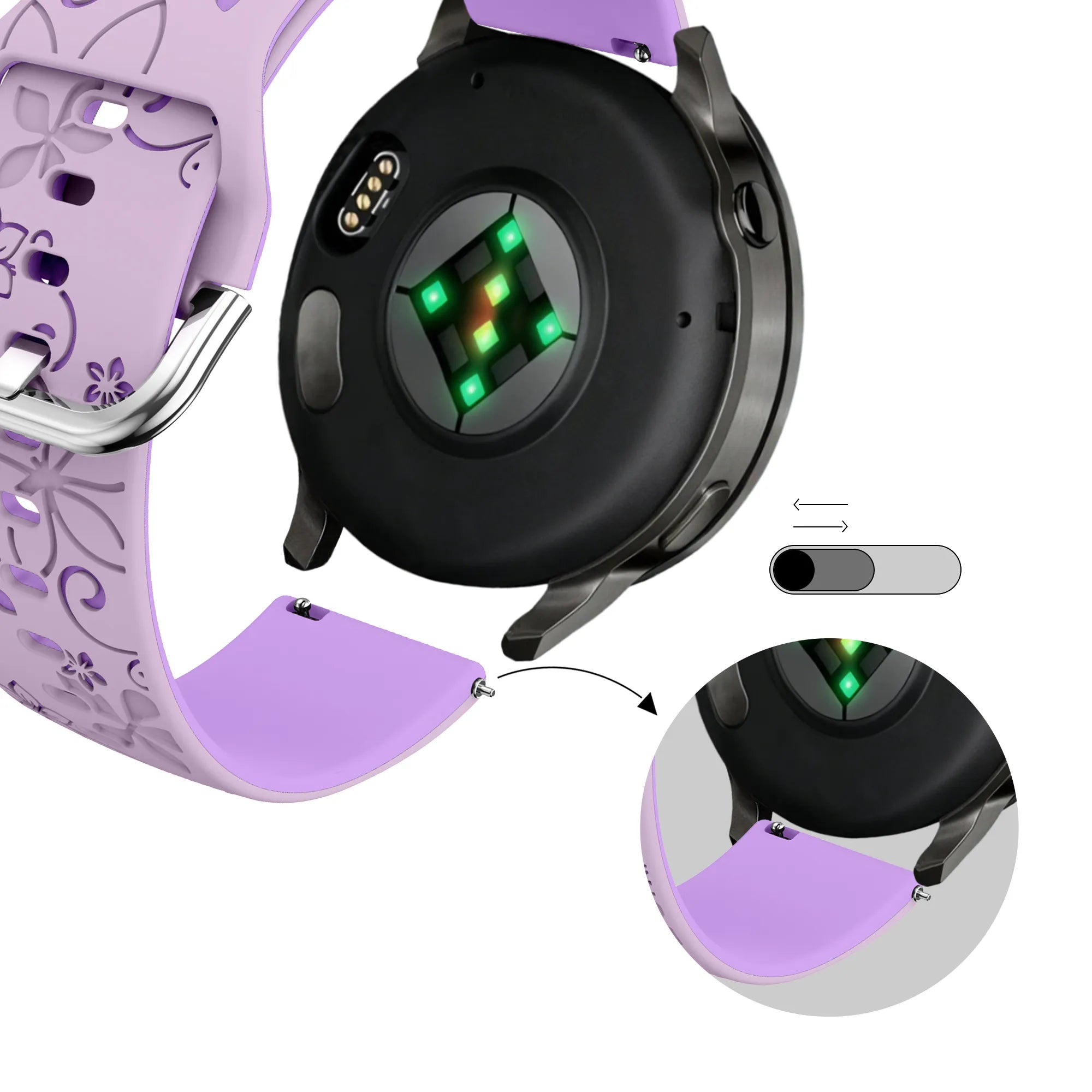 Bandz Garmin Venu 2 Plus Silicone Strap 'Flowers' (Lilac/Purple)