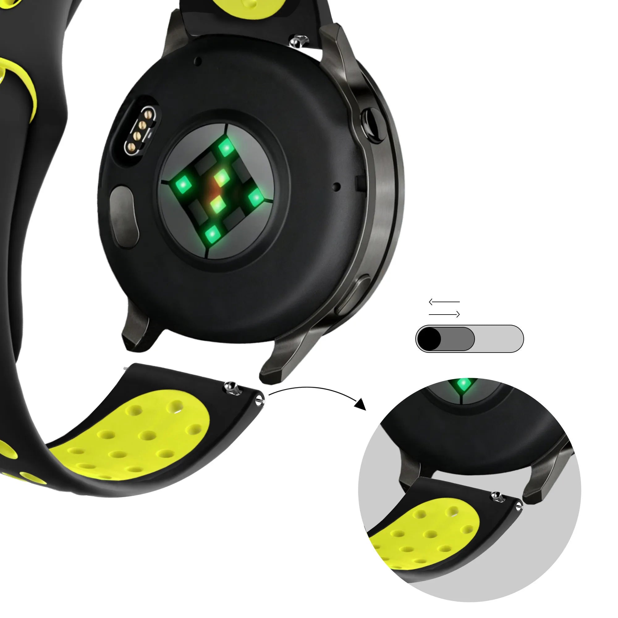Bandz Bracelet sport 'Deluxe' Garmin Venu 2 Plus (noir/jaune)